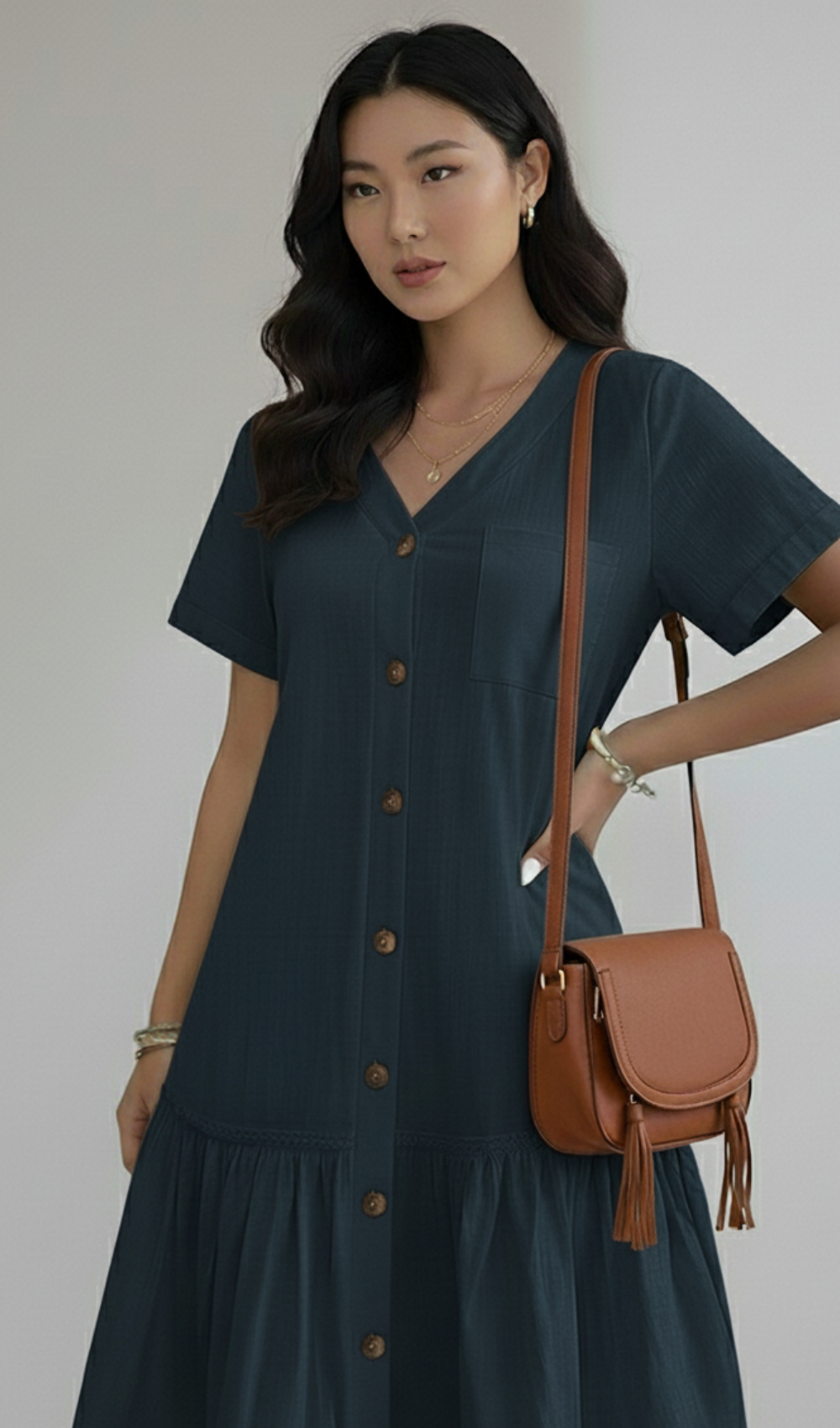 Layered Short Sleeve Dress