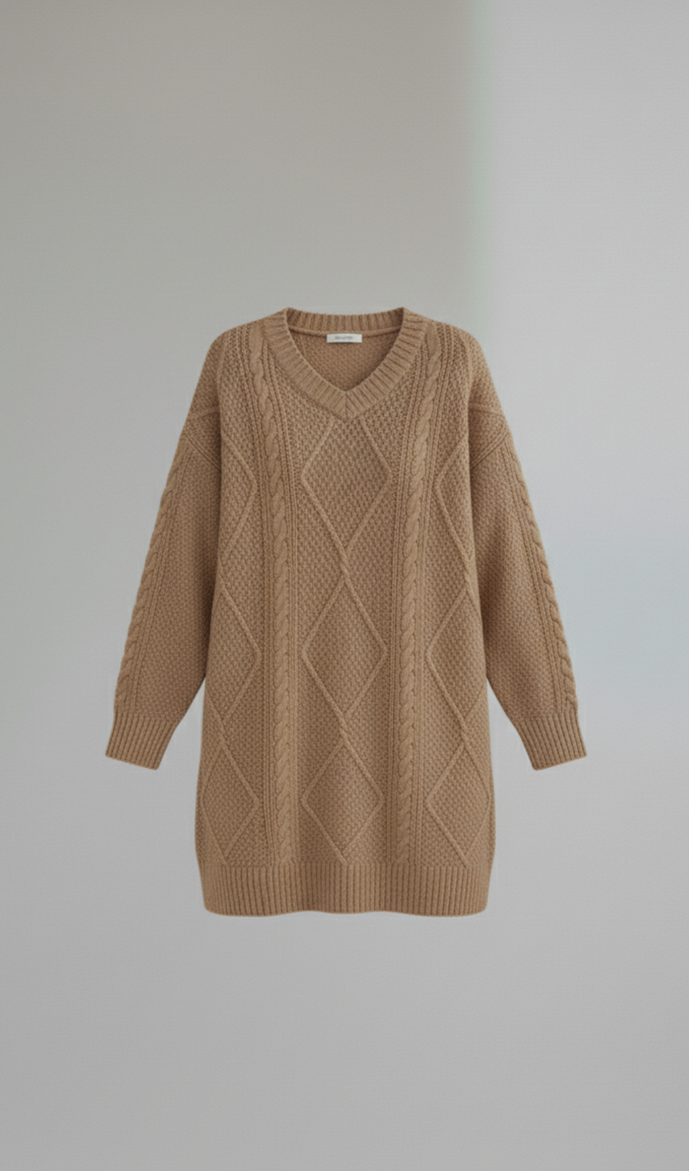 Cable-Knit Round Neck Sweater Dress