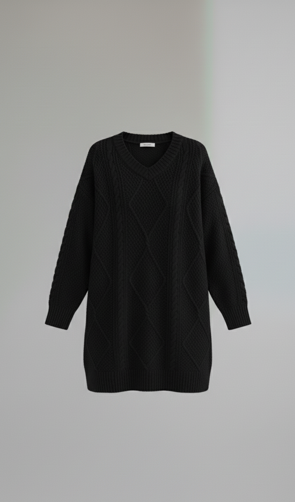 Cable-Knit Round Neck Sweater Dress