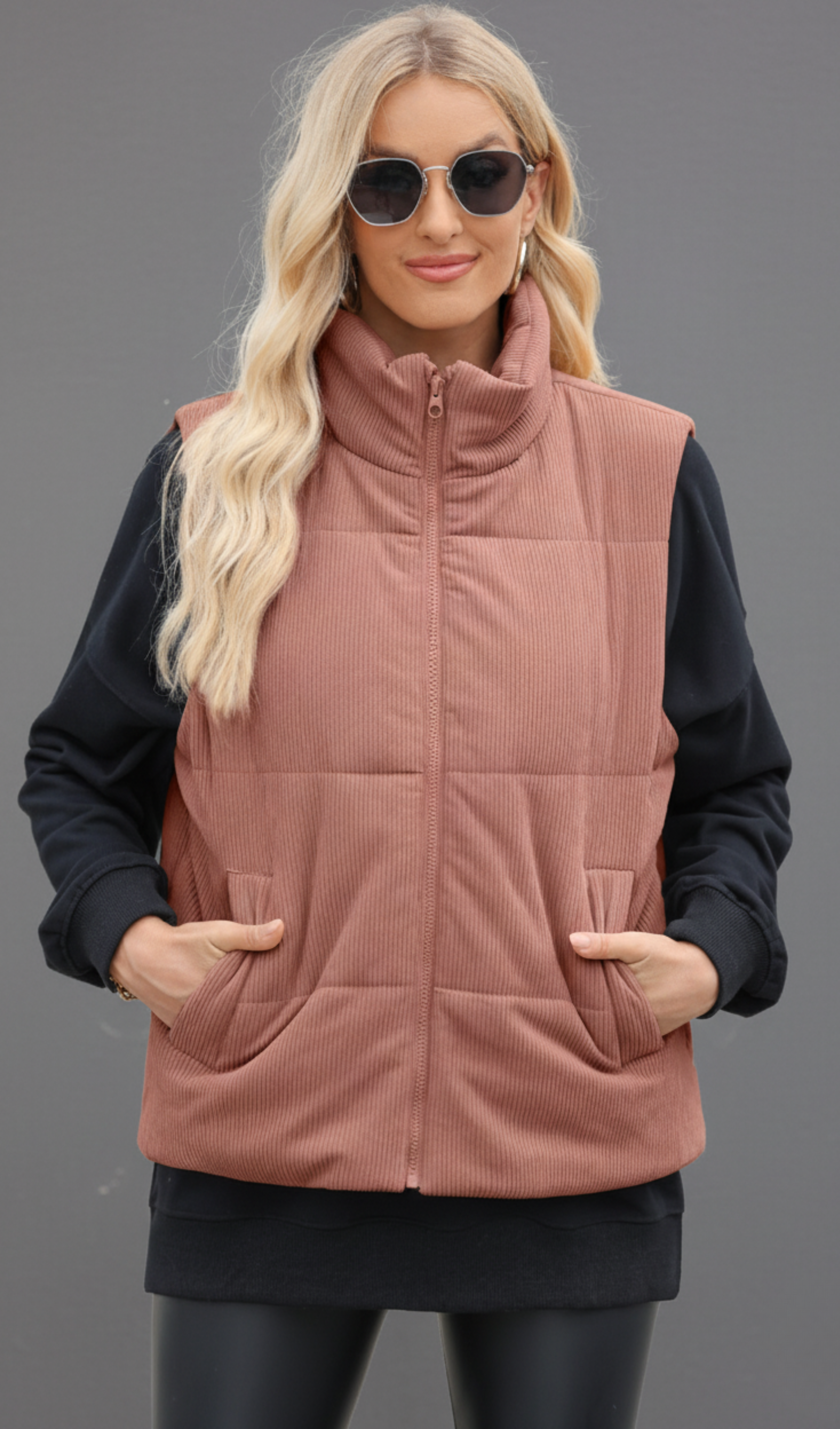 Turtleneck Pocketed Vest
