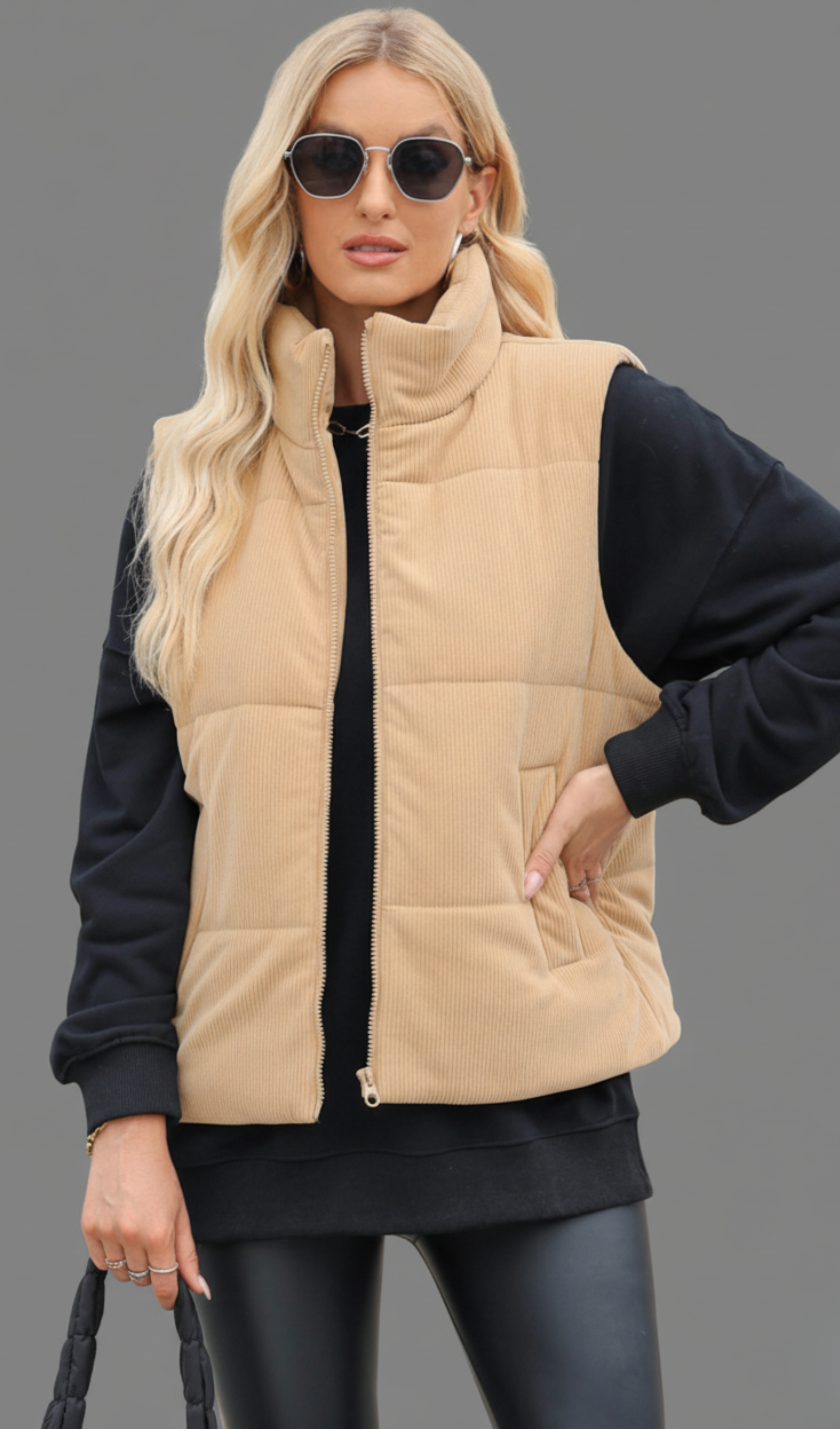 Turtleneck Pocketed Vest