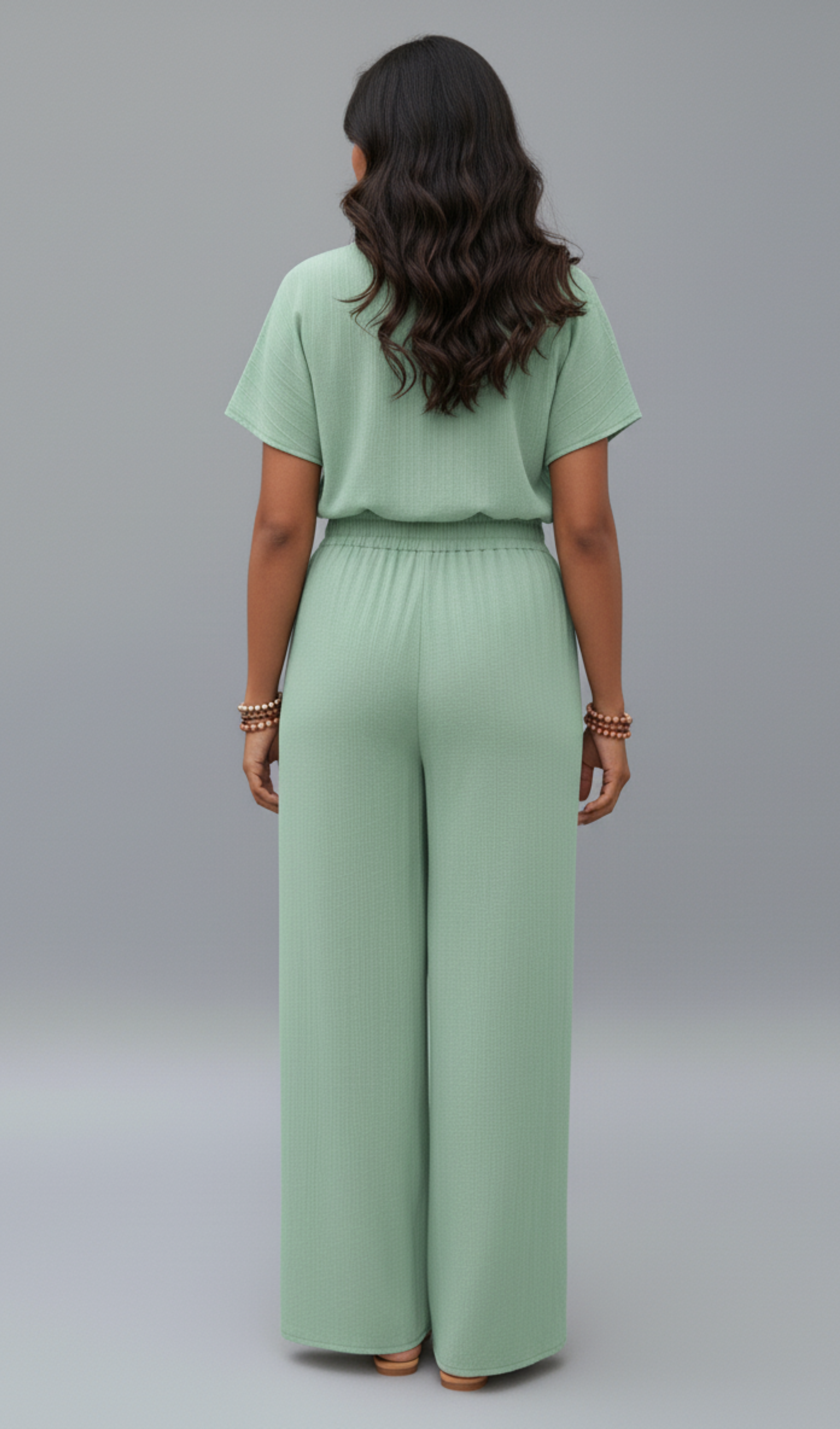 Modern round neck blouse and pants set