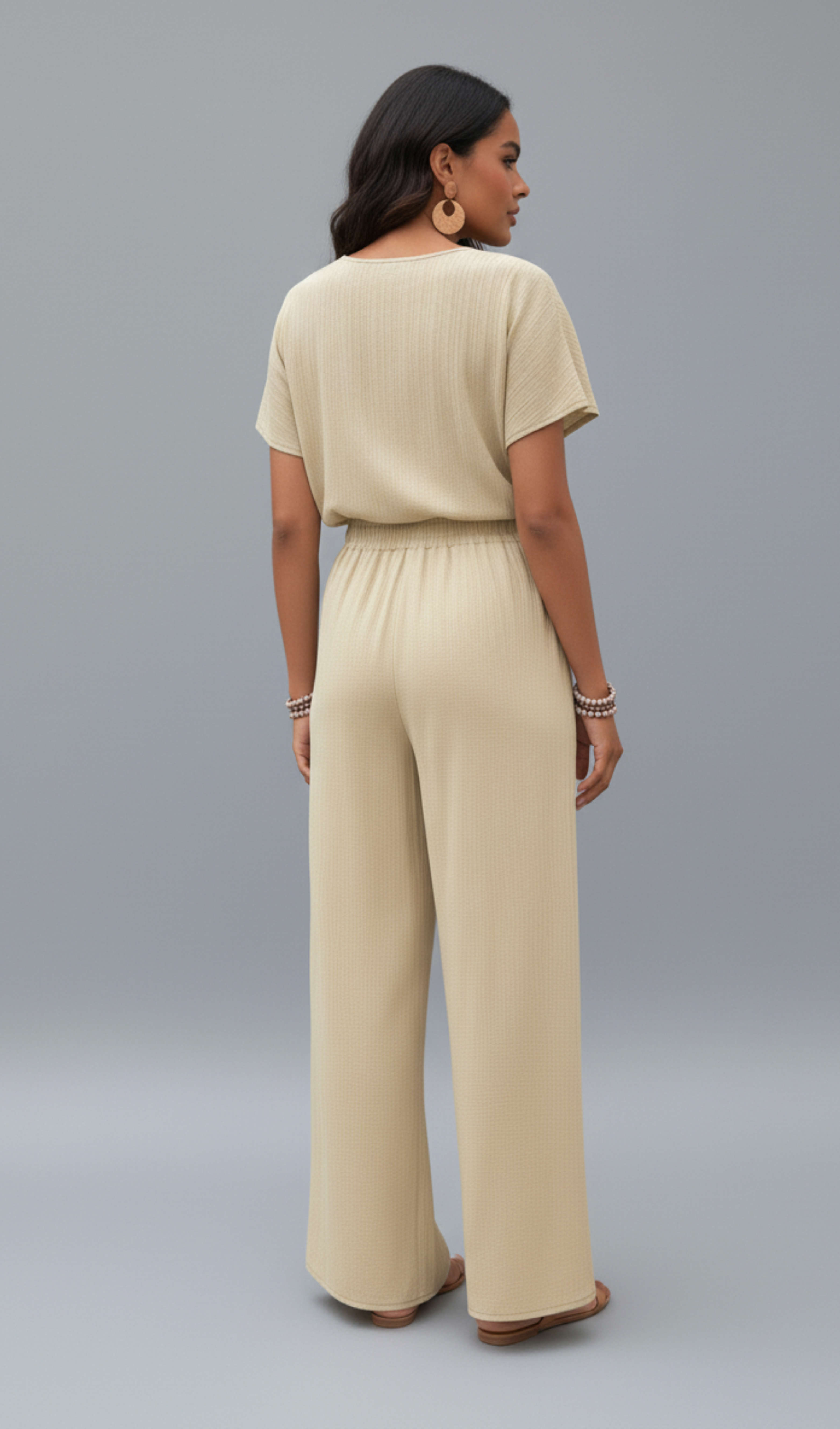 Modern round neck blouse and pants set