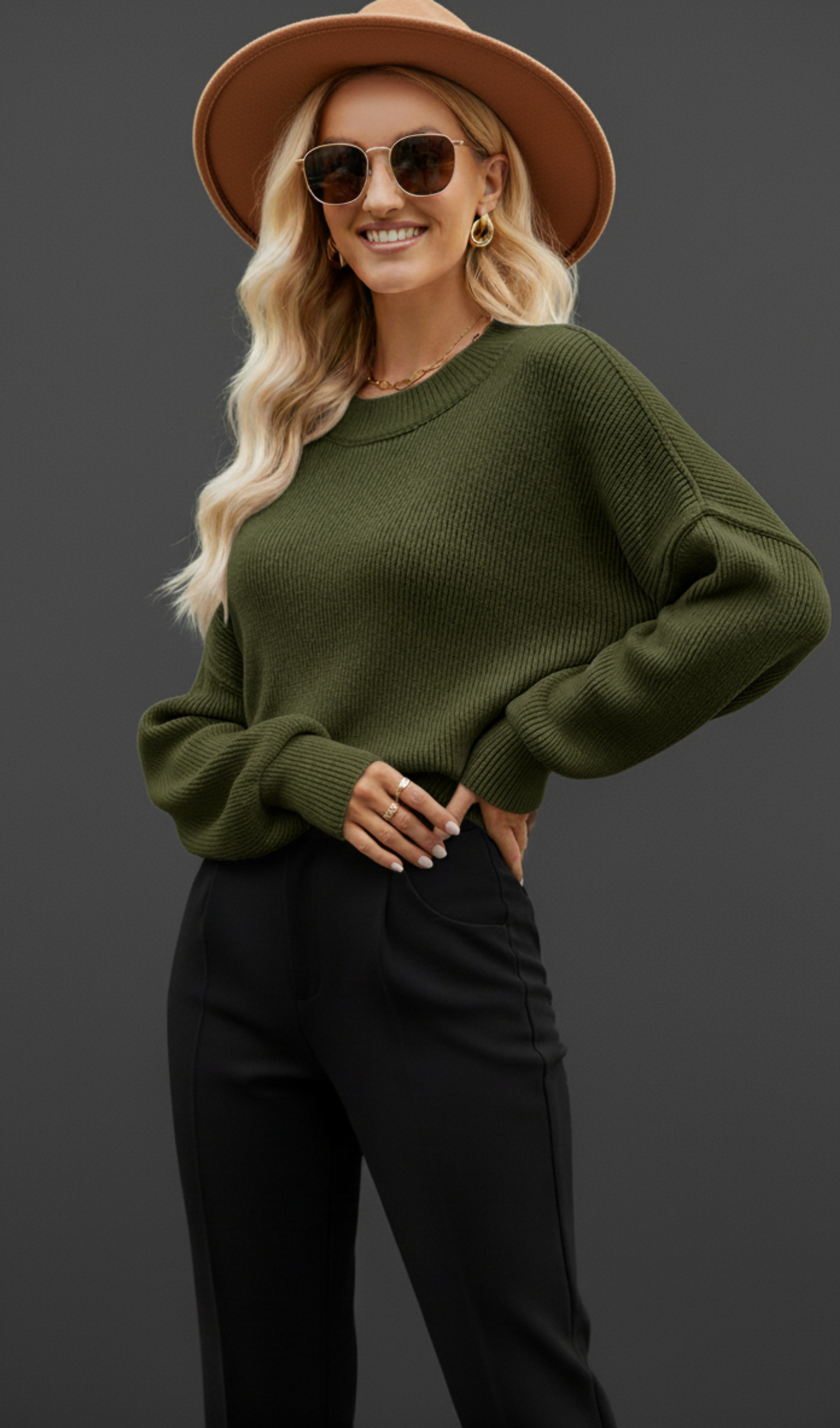 Round Neck Lantern Sweater