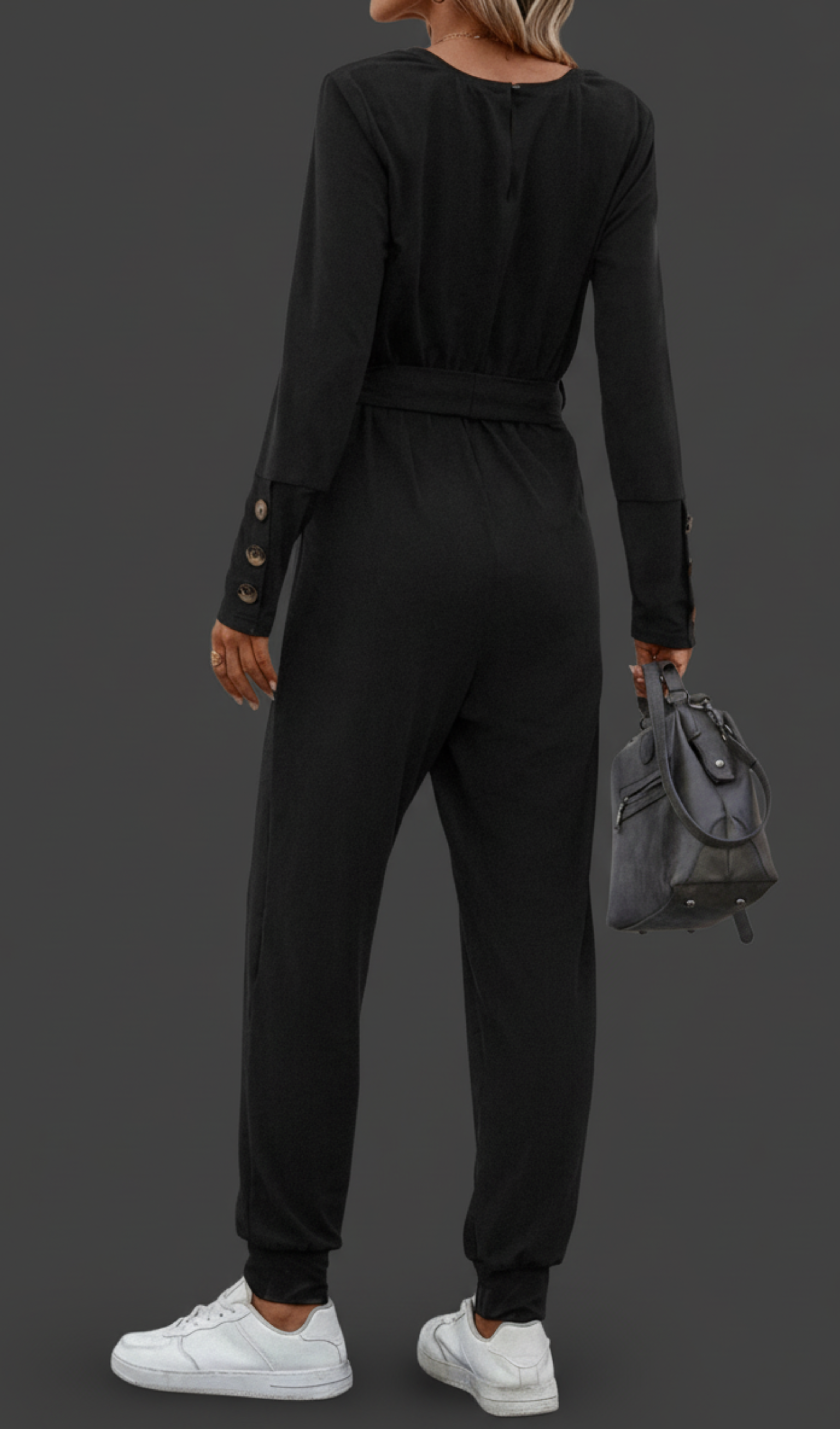 V-Neck Tie-Waist Jumpsuit