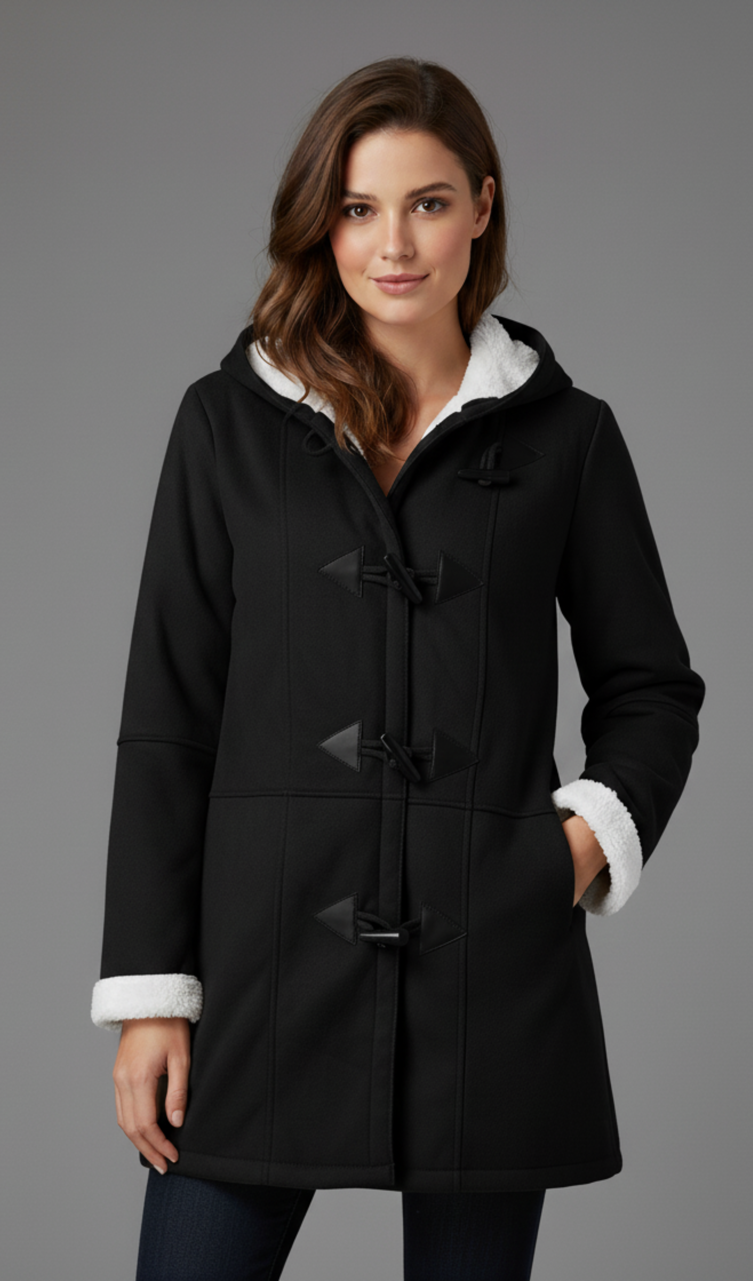 Chic Long Hooded Shearling Coat