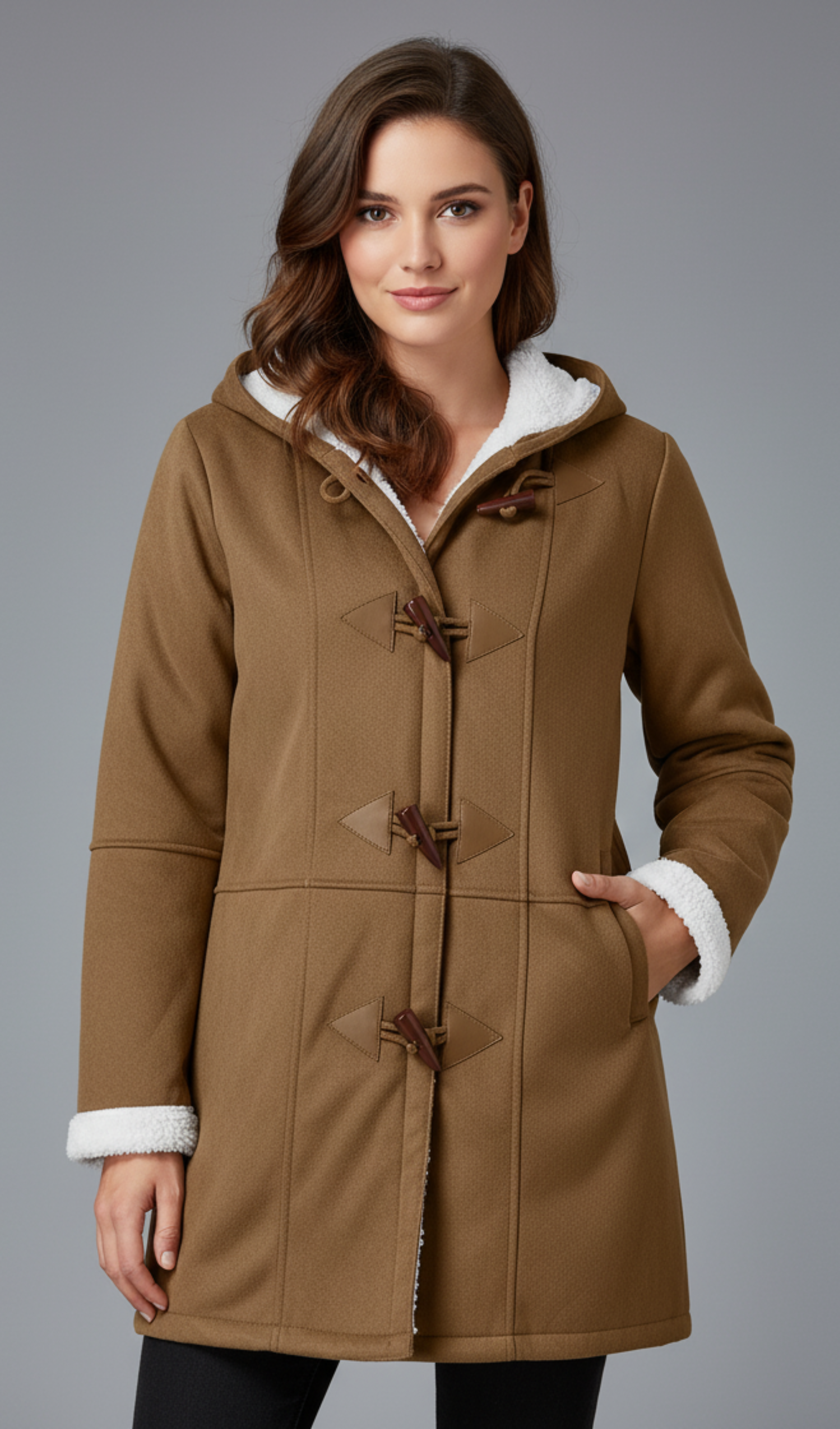 Chic Long Hooded Shearling Coat