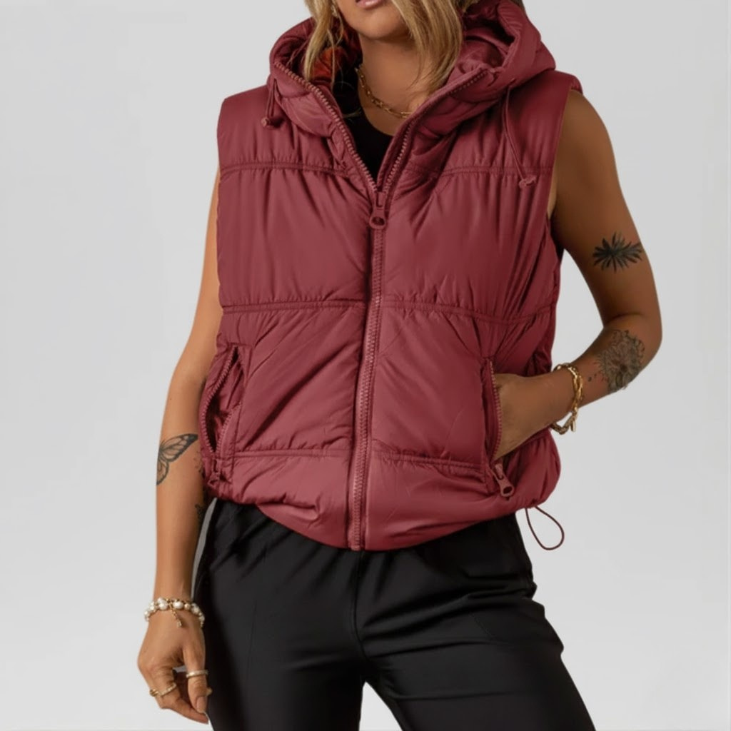 Hooded Drawstring Vest