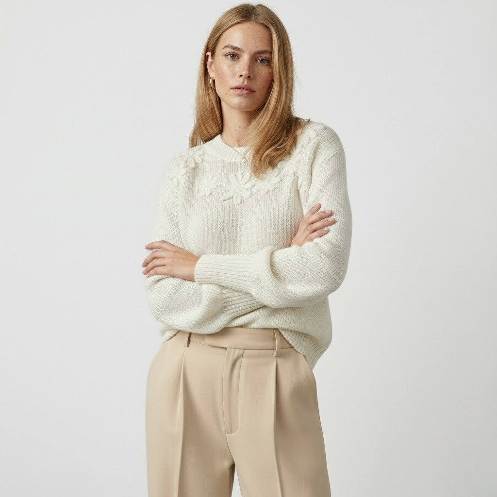 Puff Sleeve Floral Sweater