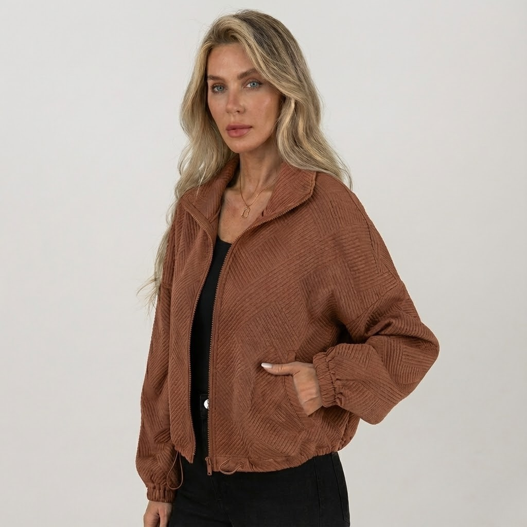 Long-sleeved textured coat