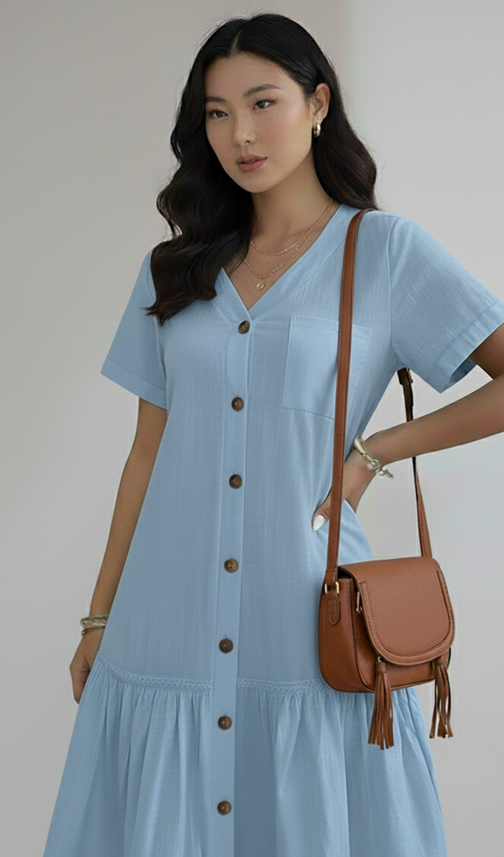 Layered Short Sleeve Dress