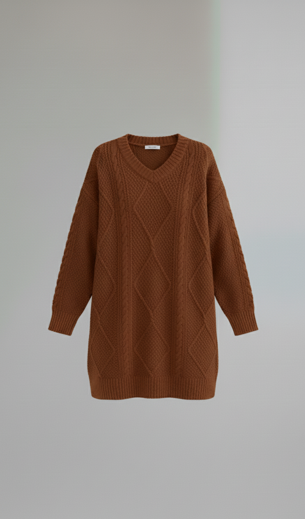 Cable-Knit Round Neck Sweater Dress