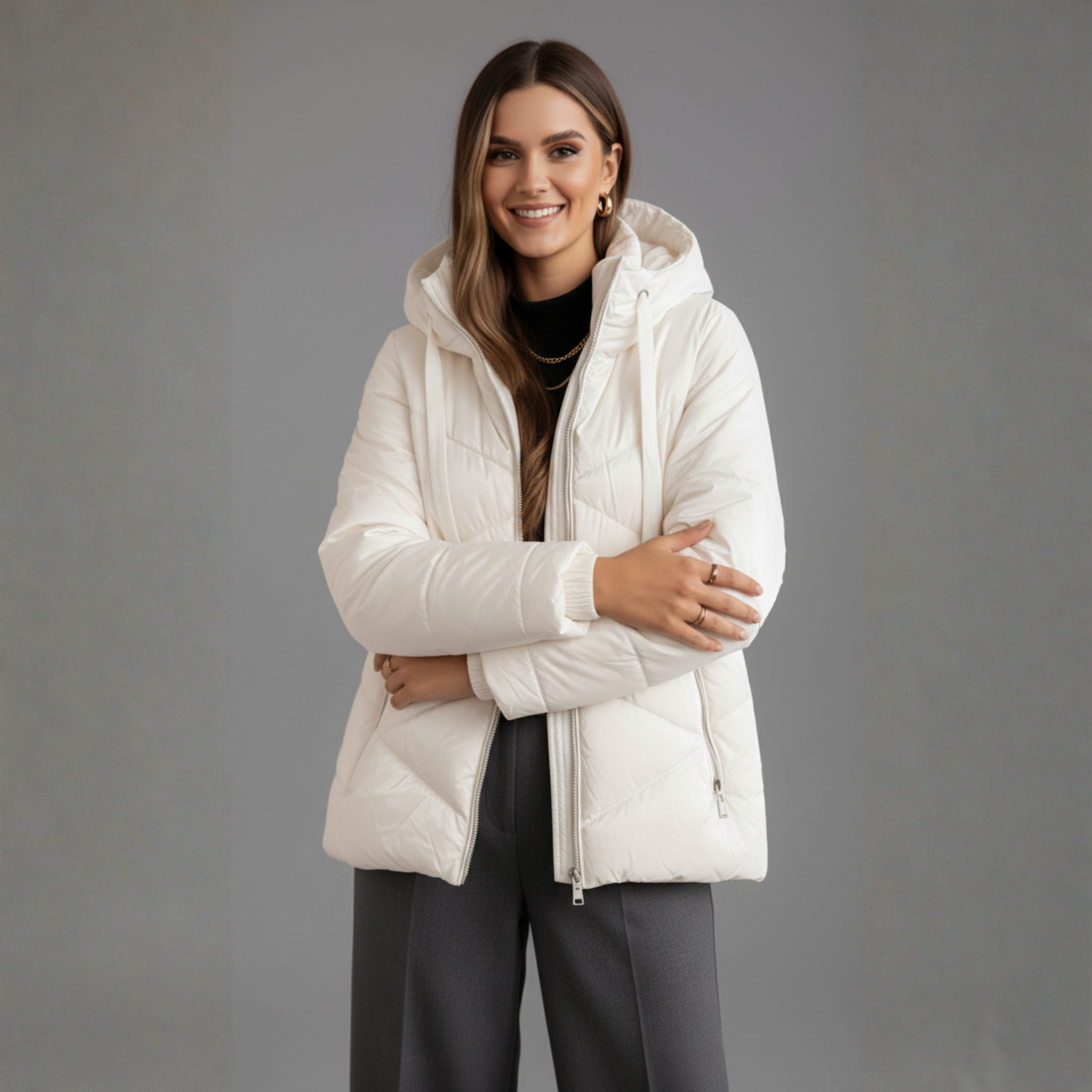 Drawstring Hooded Winter Coat