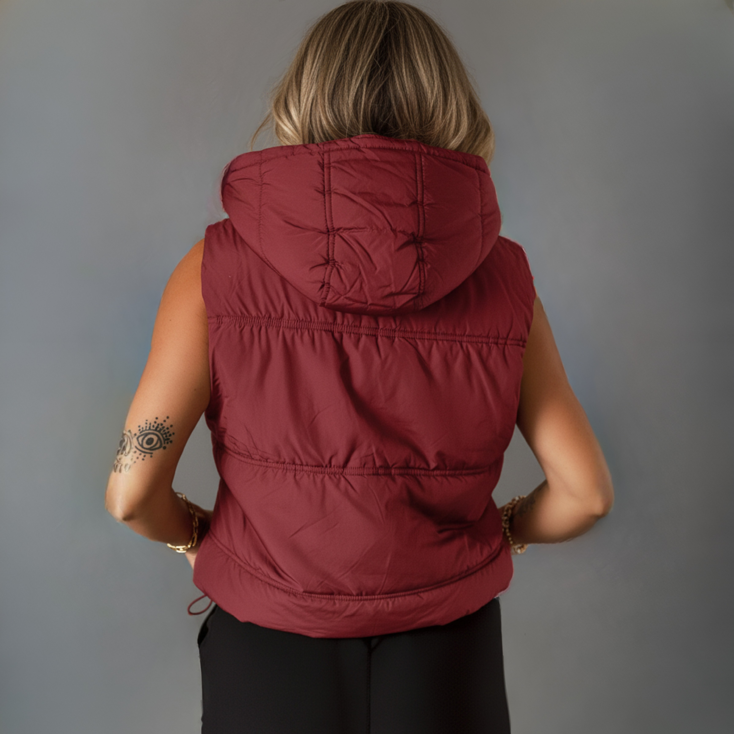 Hooded Drawstring Vest