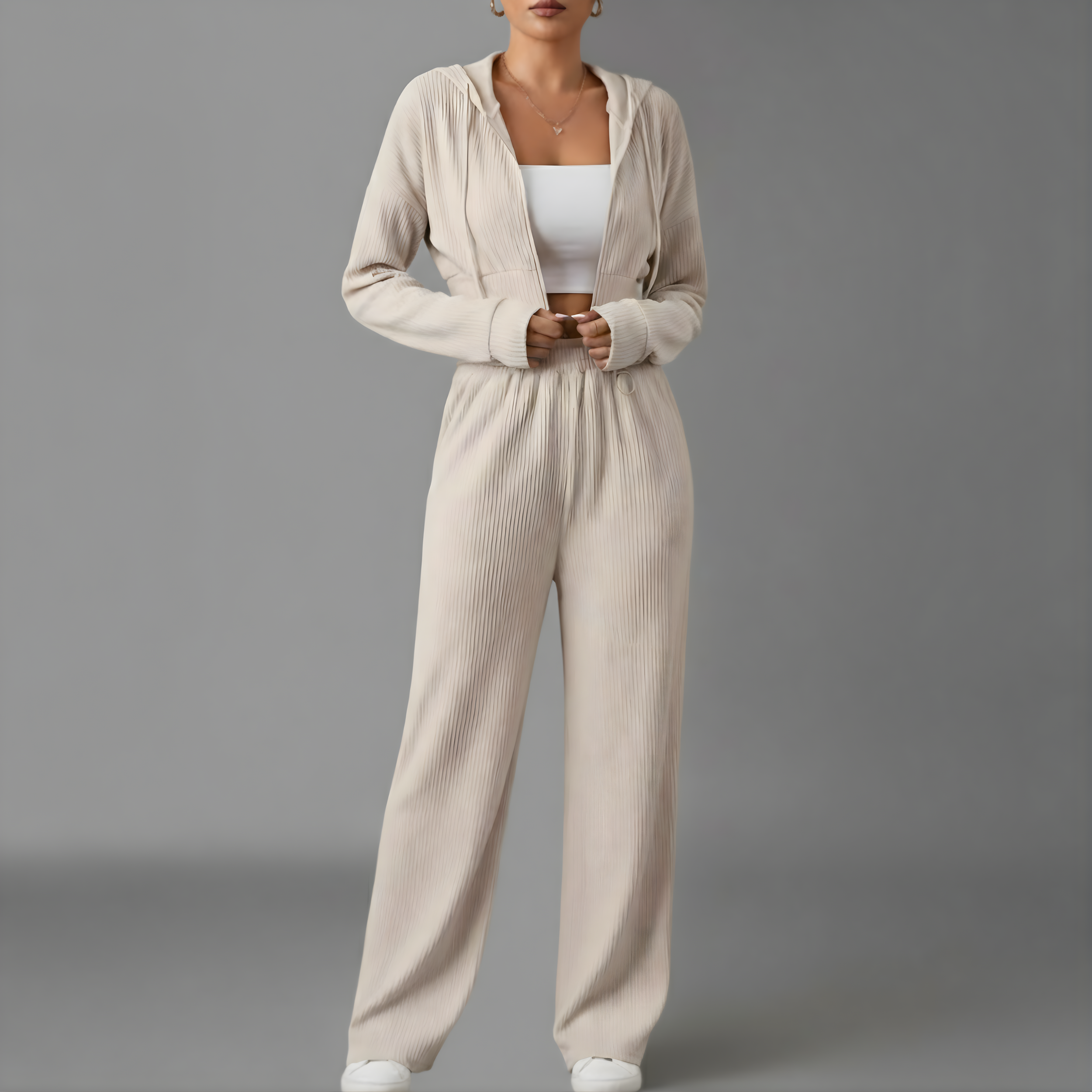 Drawstring Hoodie & Pants Set