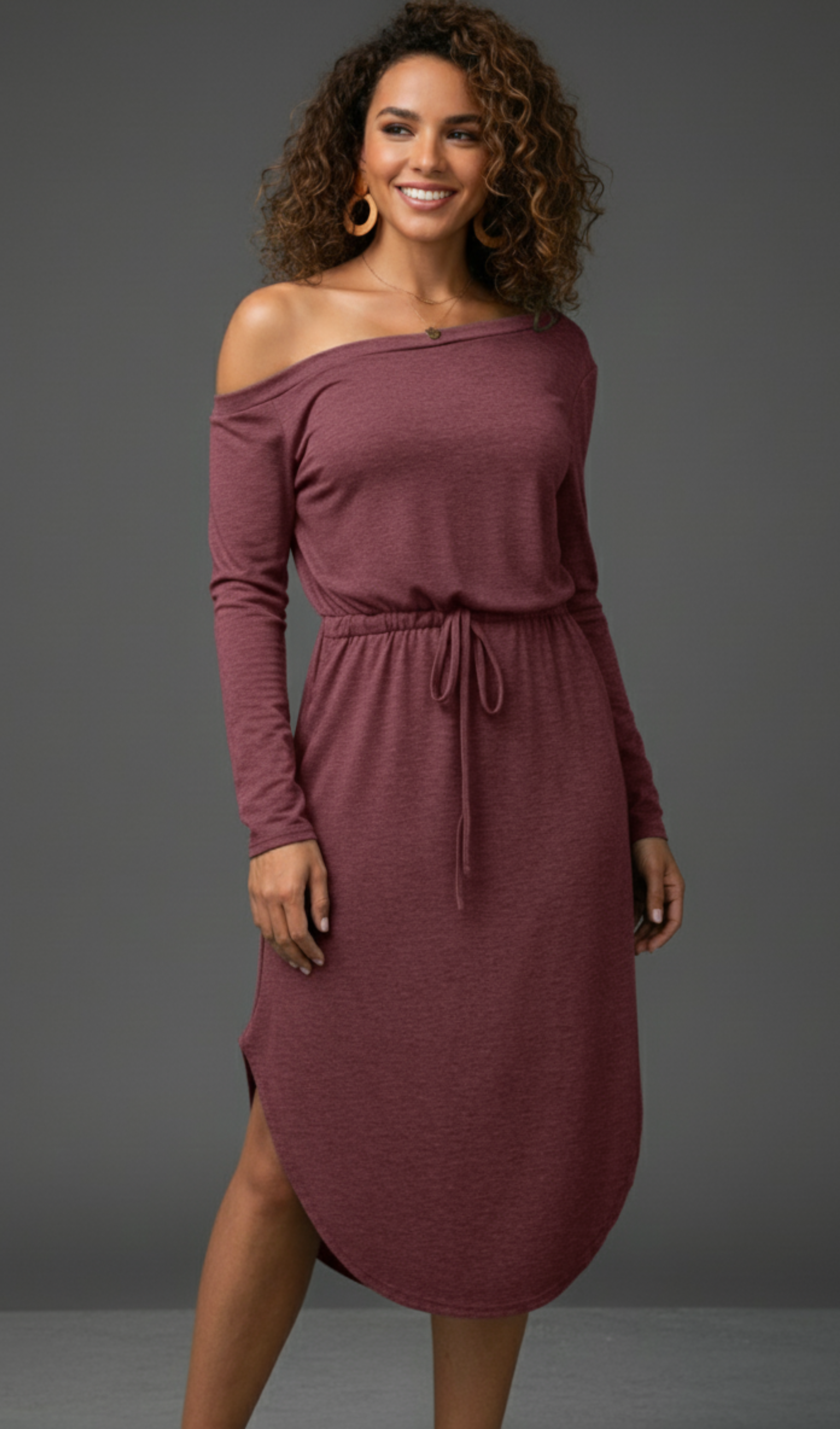 Modern Cinched Midi Dress