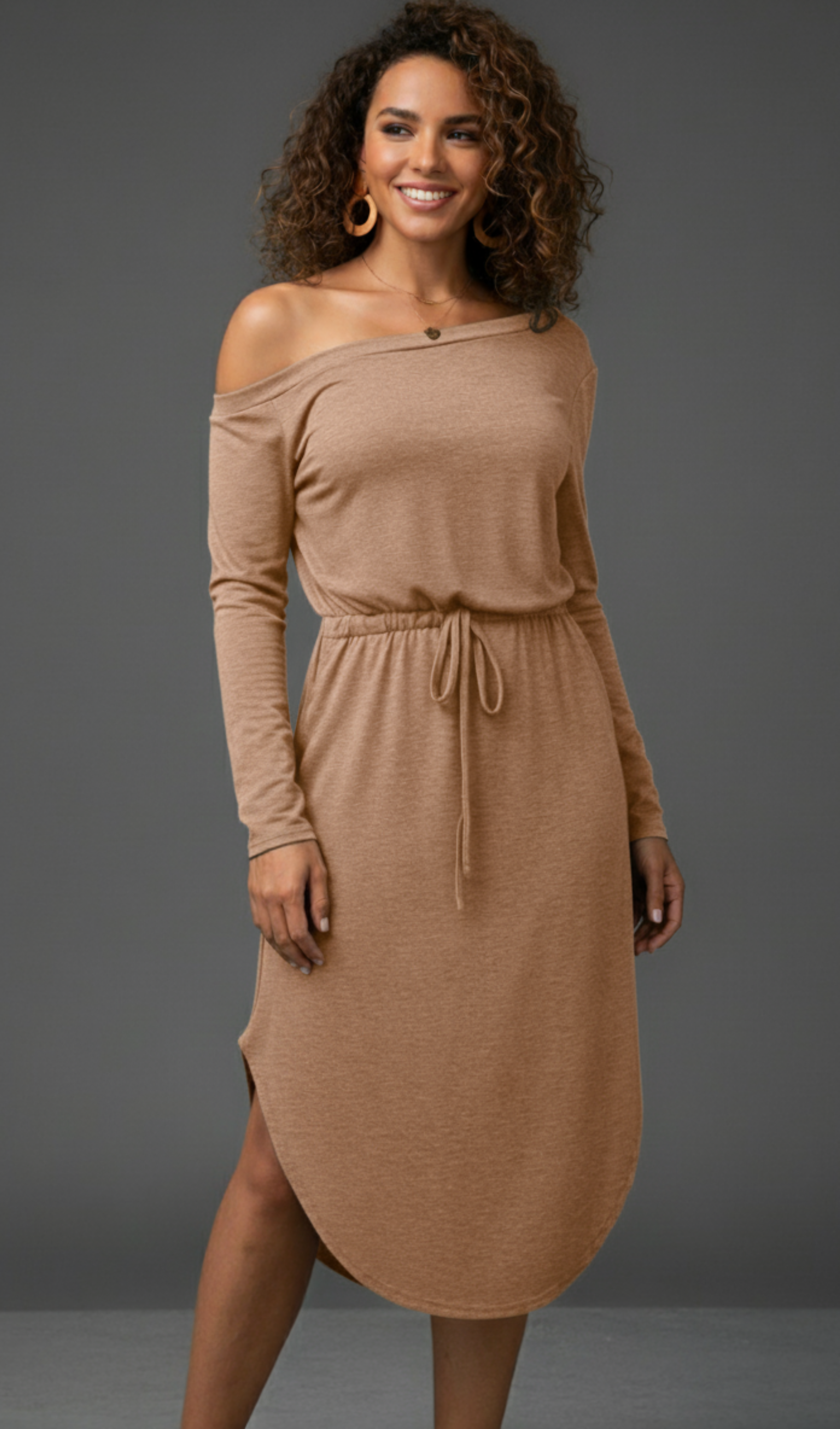 Modern Cinched Midi Dress