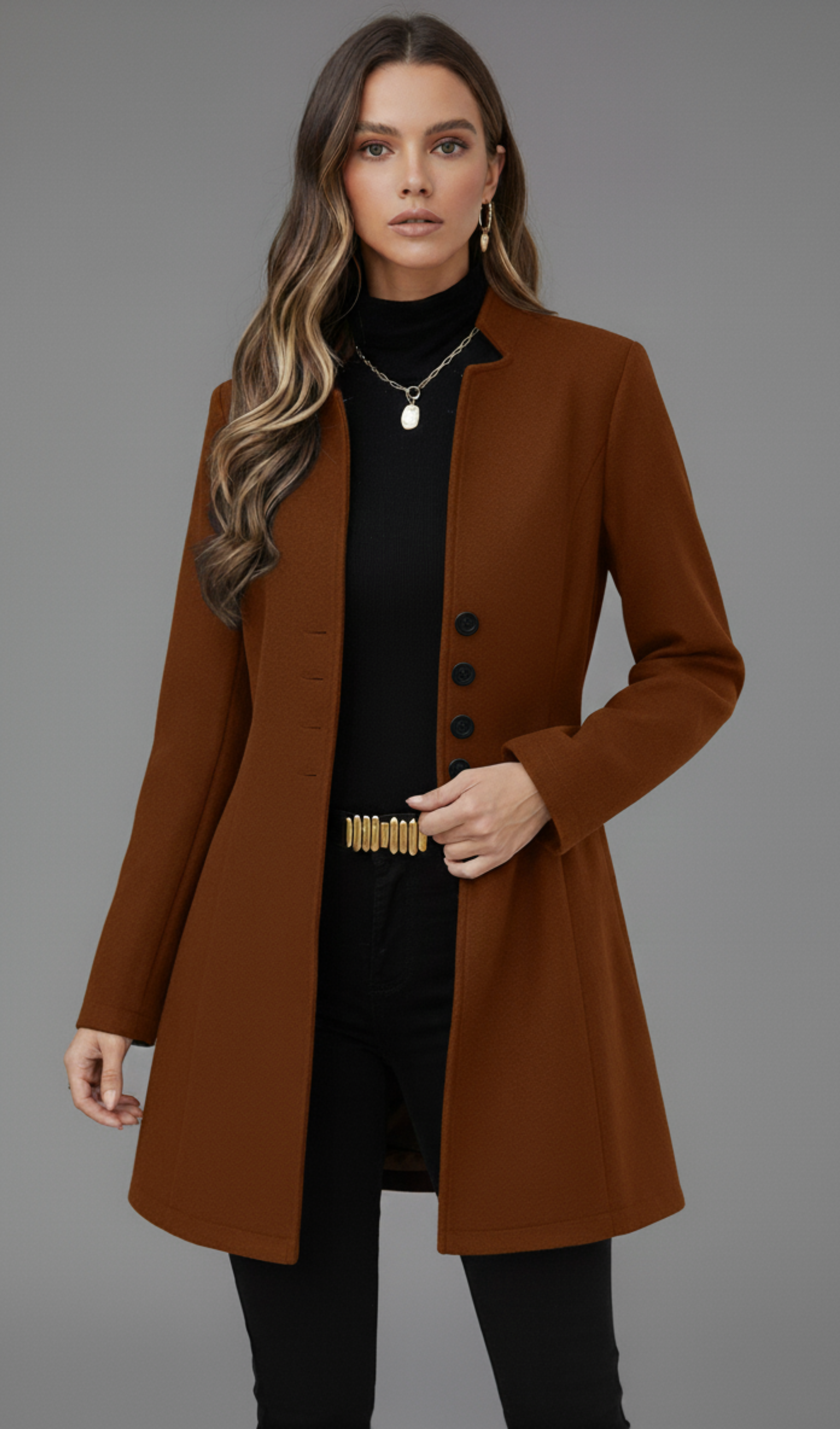 Button Up Long Sleeve Coat