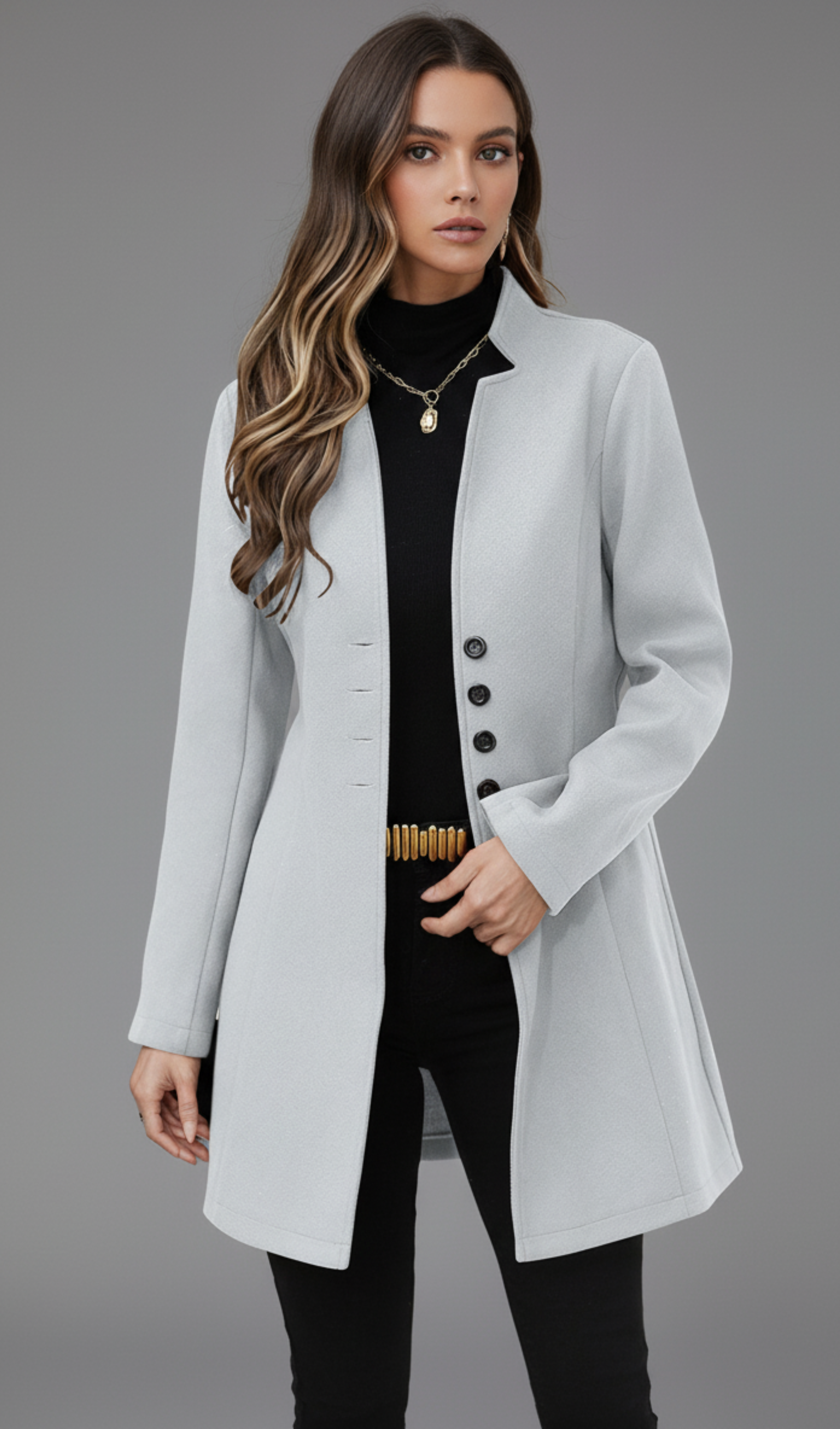 Button Up Long Sleeve Coat
