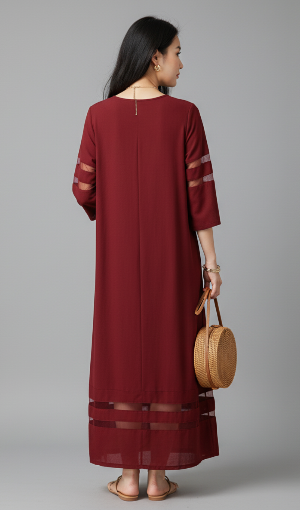 Elegant Round-Neck Half-Sleeve Dress