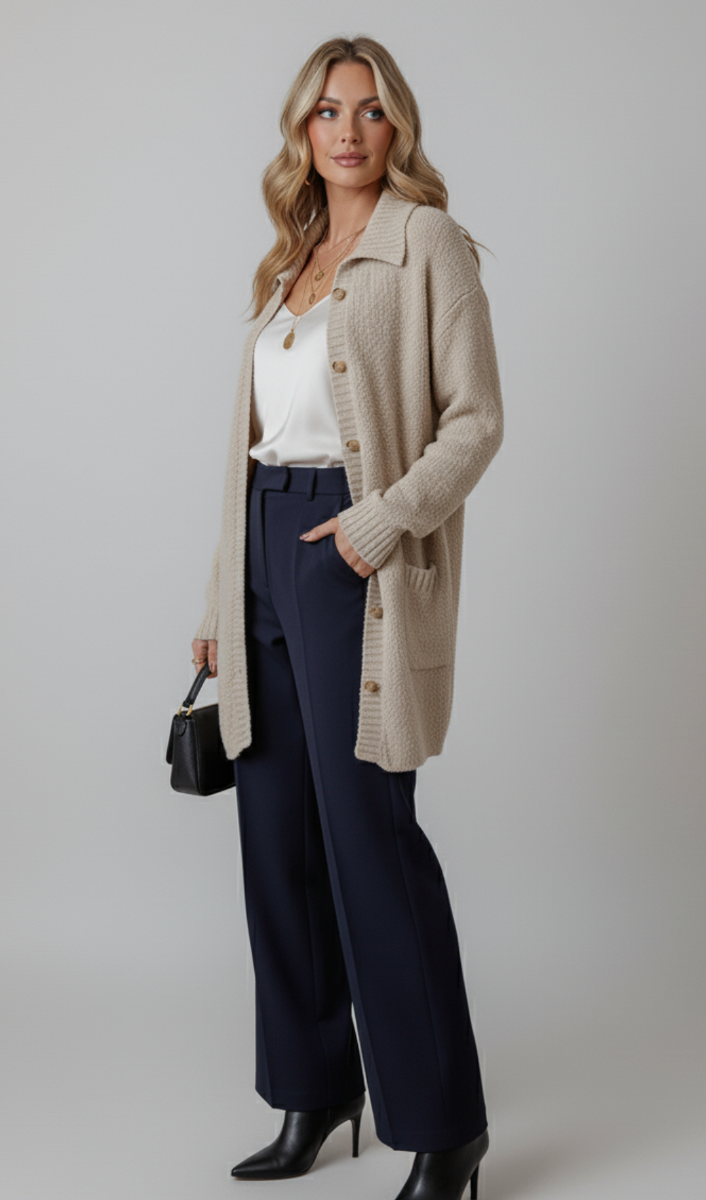 Button-Up Cardigan with Pockets