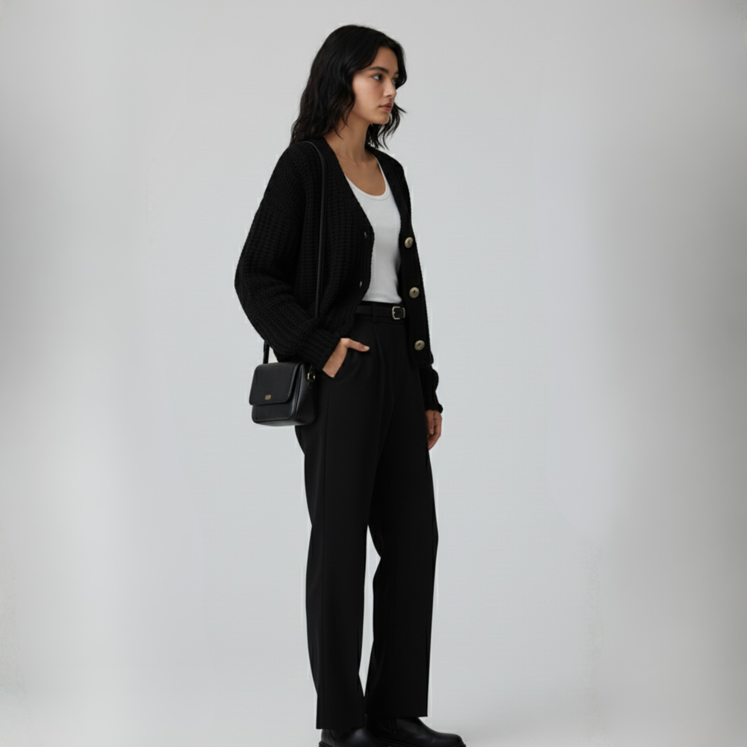 Button Up Dropped Shoulder Cardigan