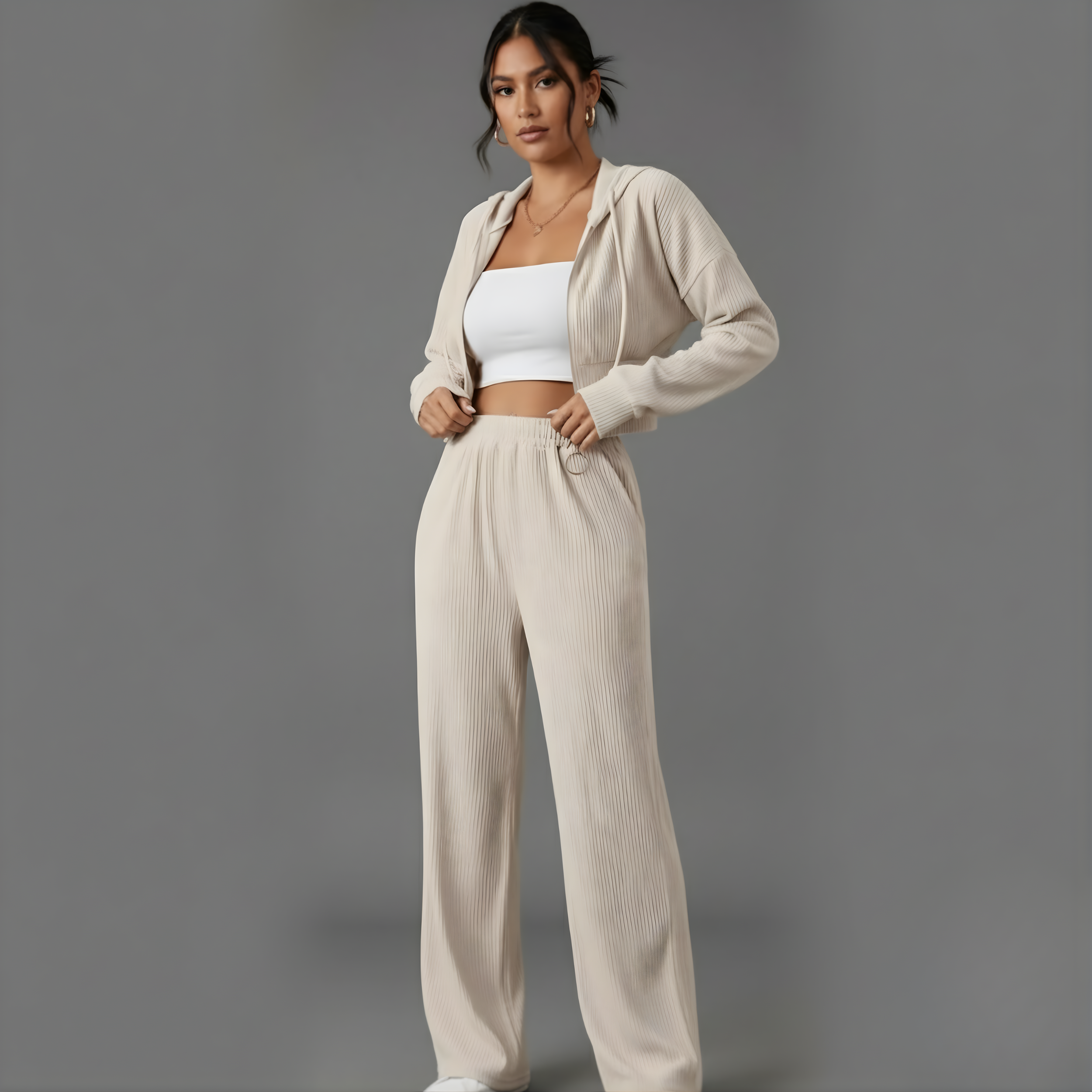 Drawstring Hoodie & Pants Set