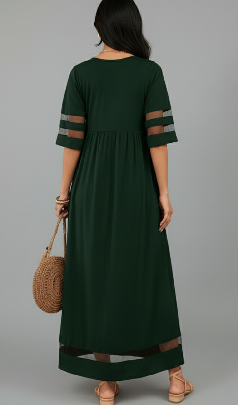 Elegant Round-Neck Half-Sleeve Dress