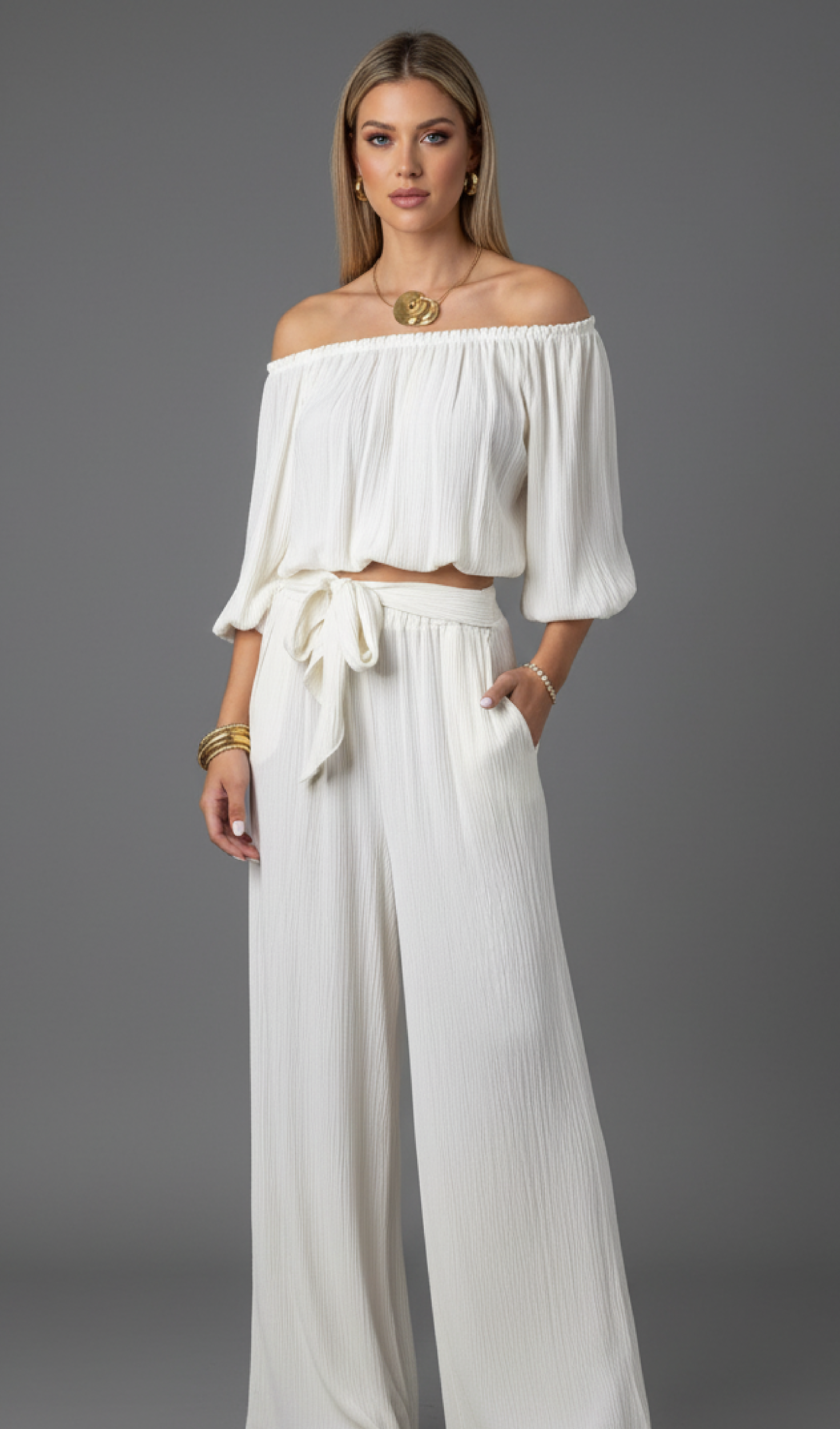 Off-Shoulder Pants Set