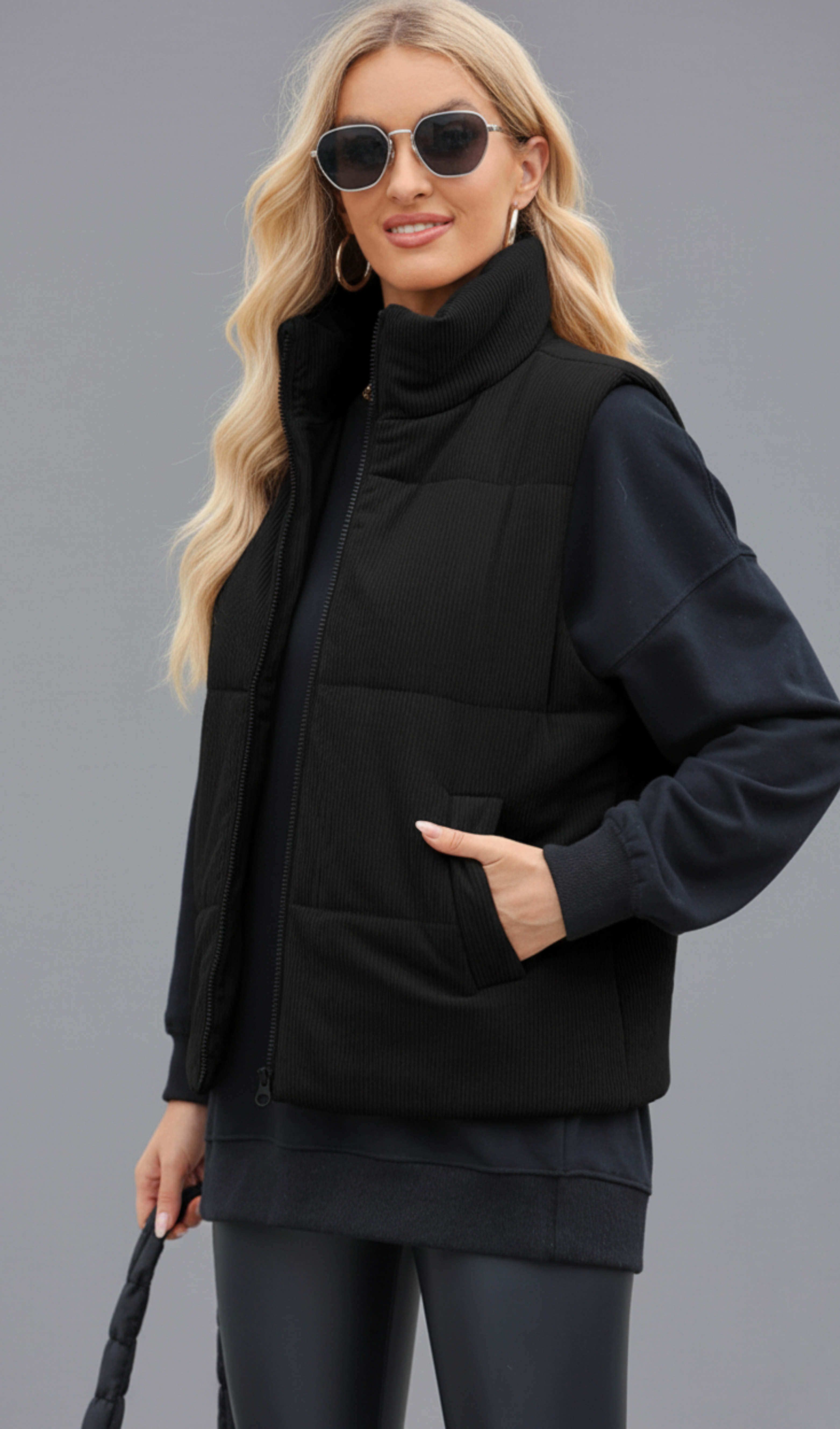 Turtleneck Pocketed Vest