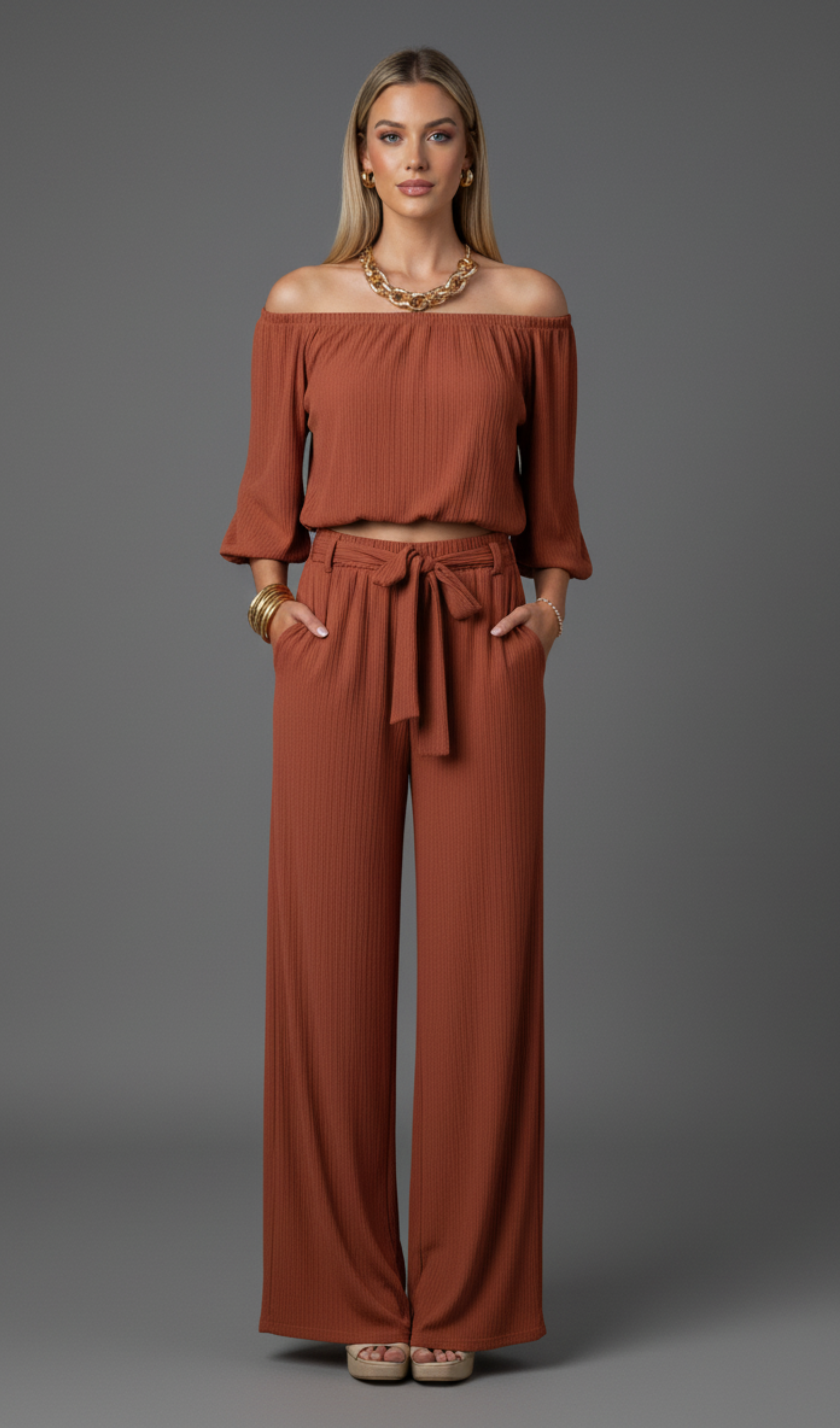 Off-Shoulder Pants Set