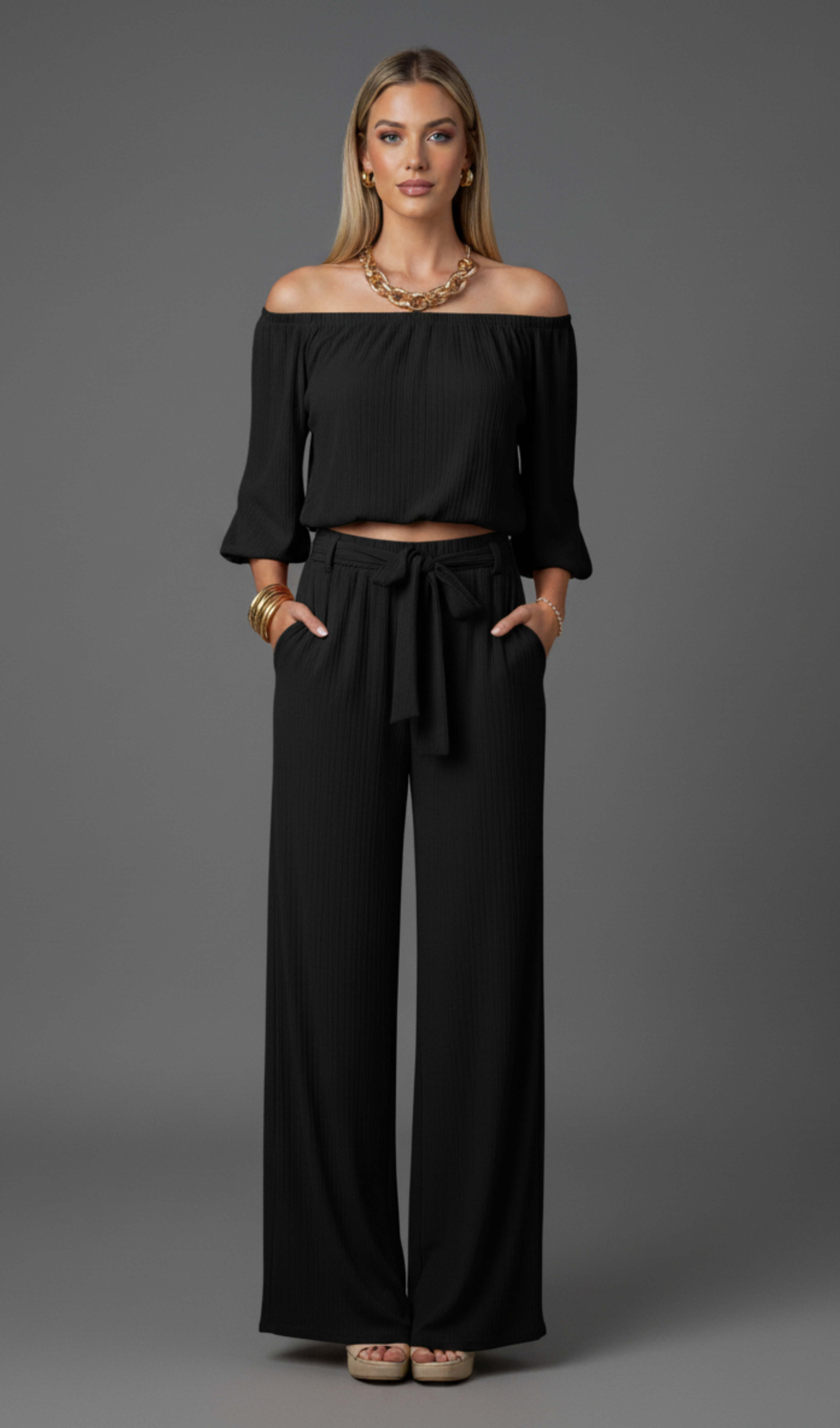 Off-Shoulder Pants Set