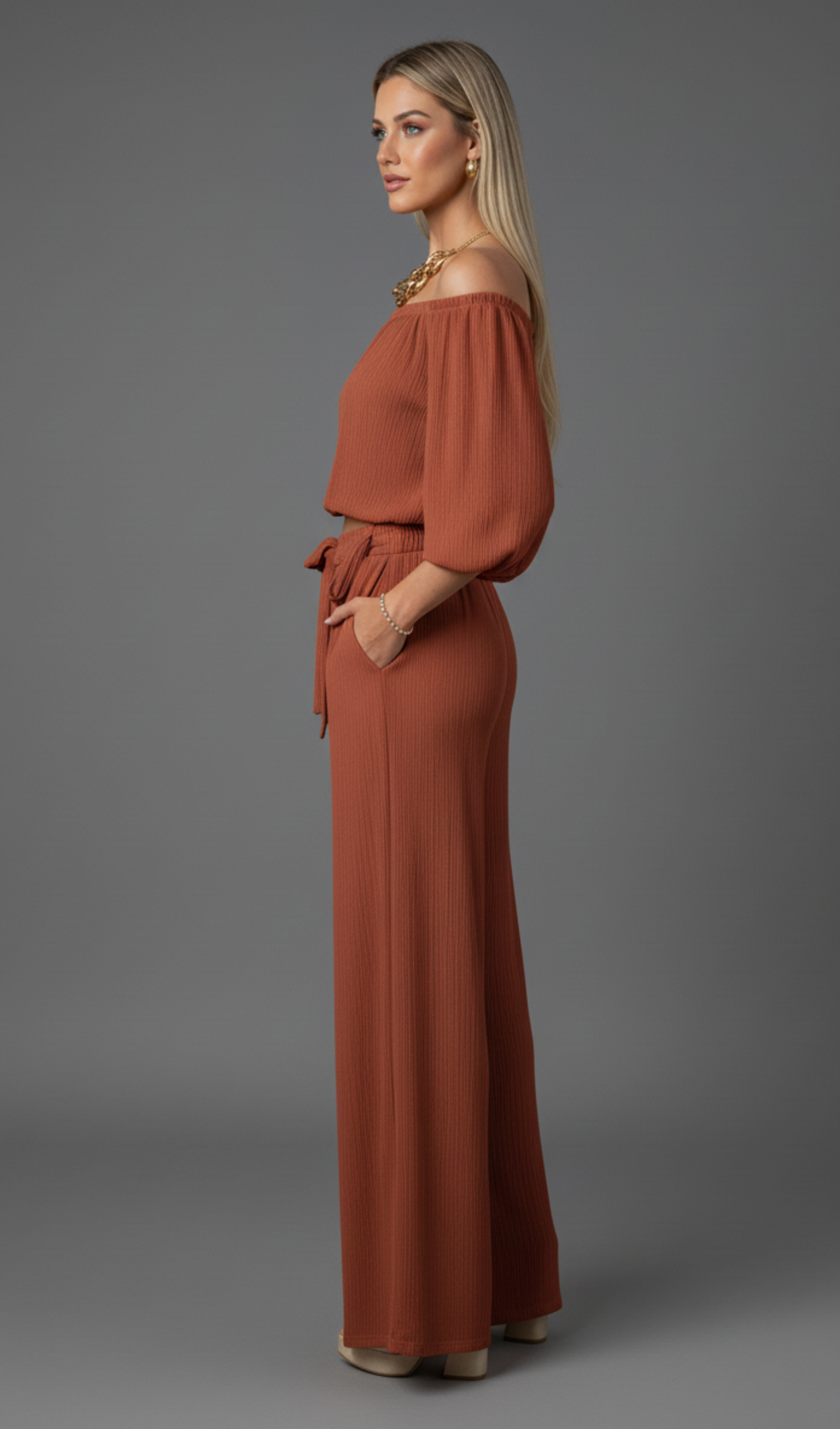 Off-Shoulder Pants Set