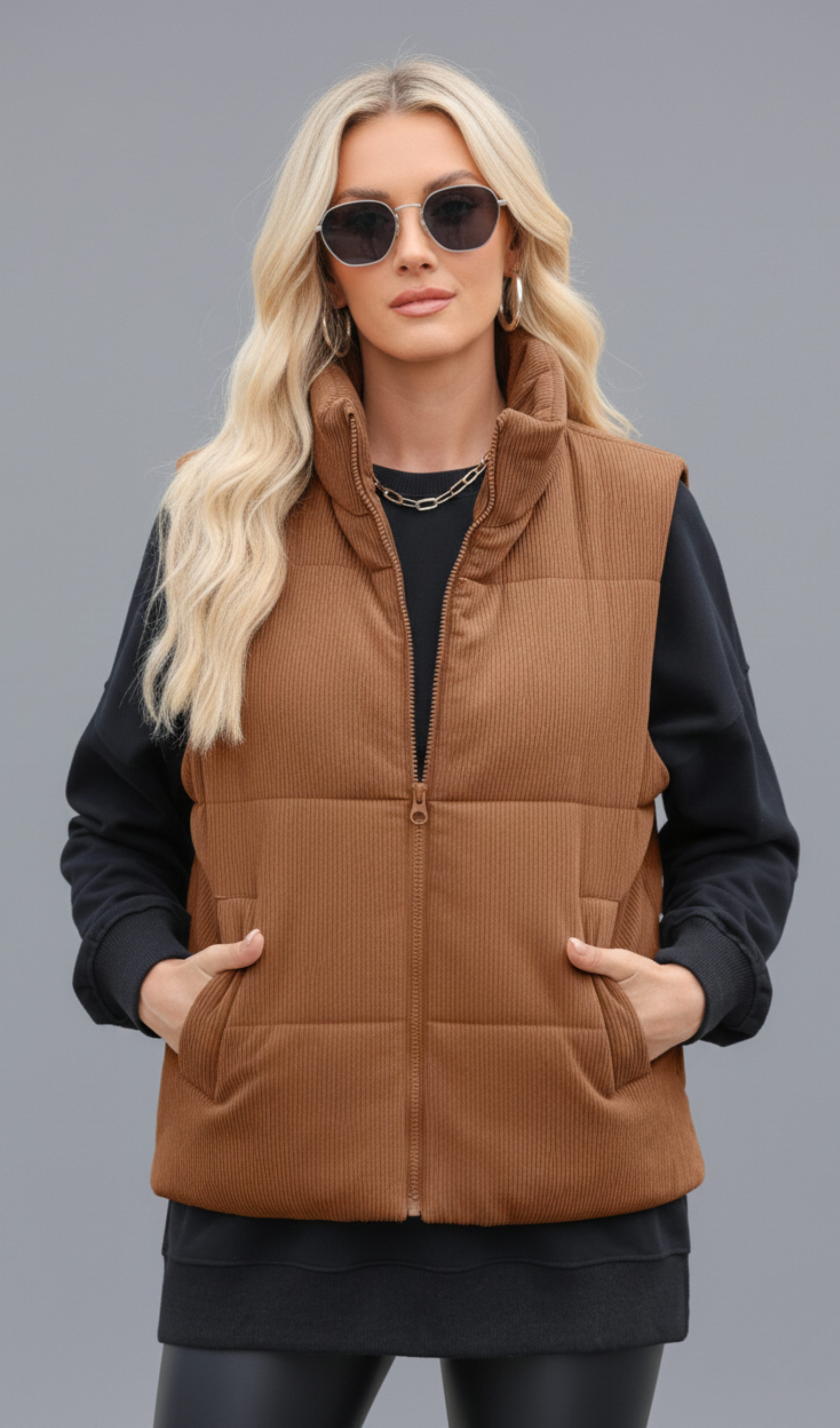 Turtleneck Pocketed Vest