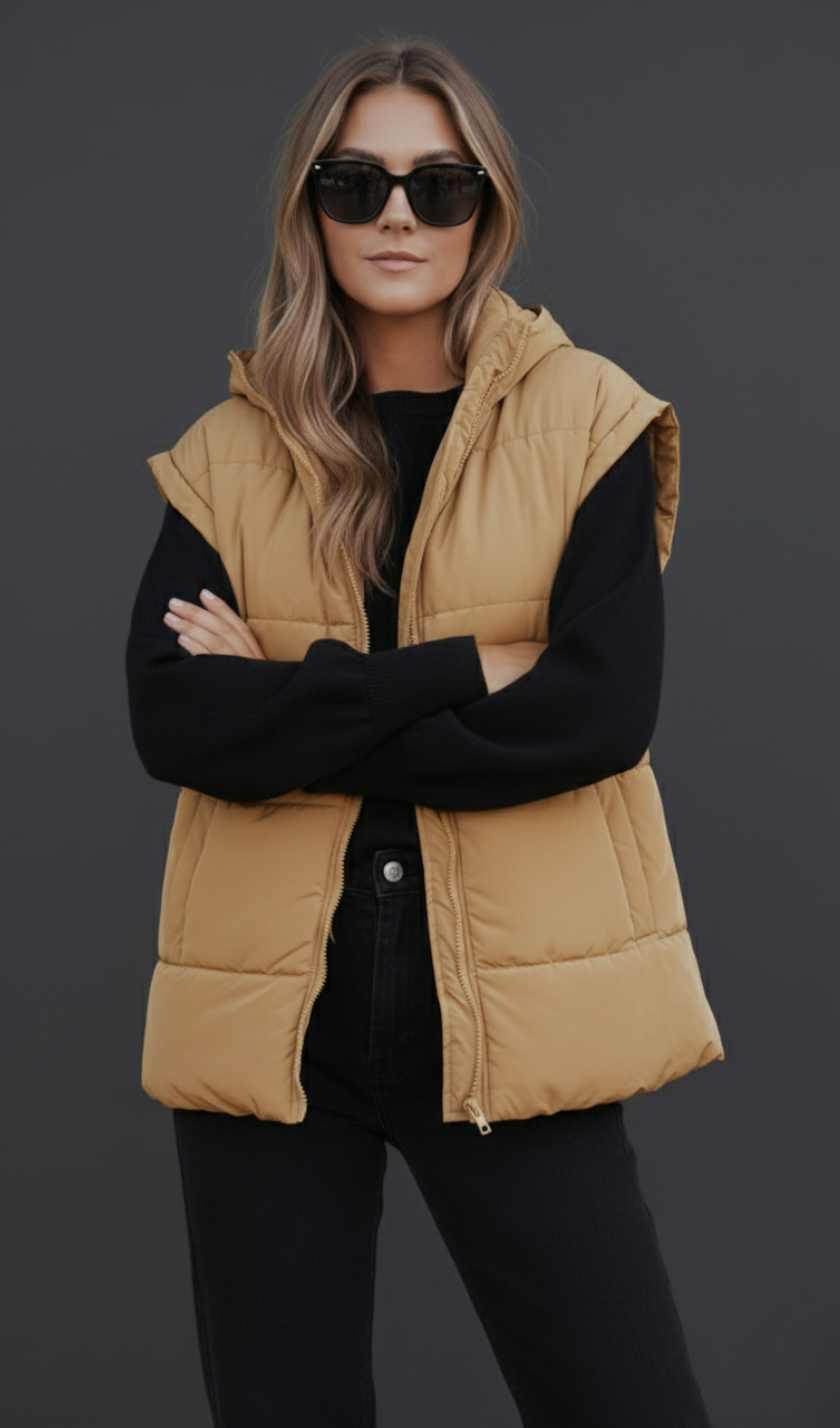 Zip Up Vest Coat with Pockets