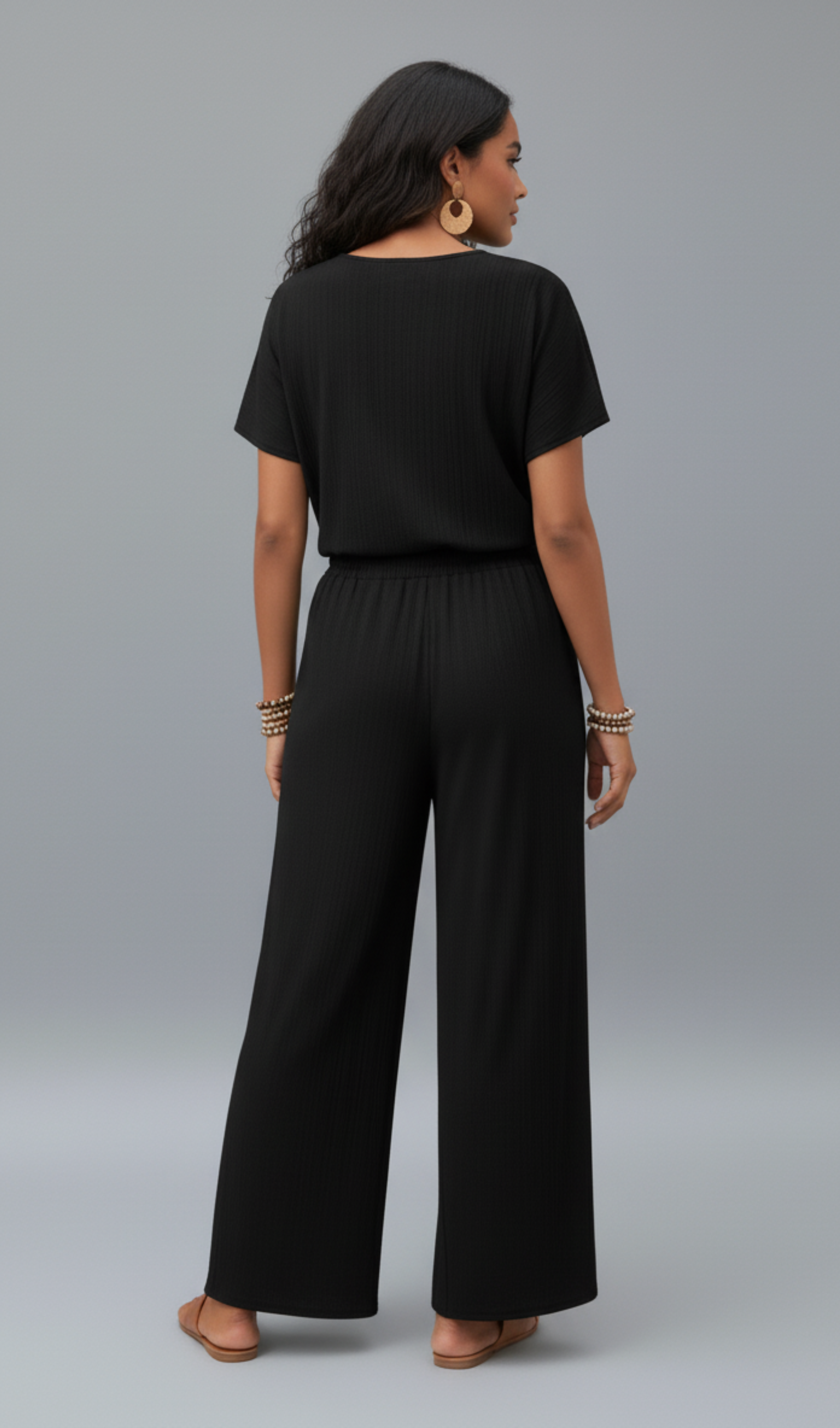 Modern round neck blouse and pants set