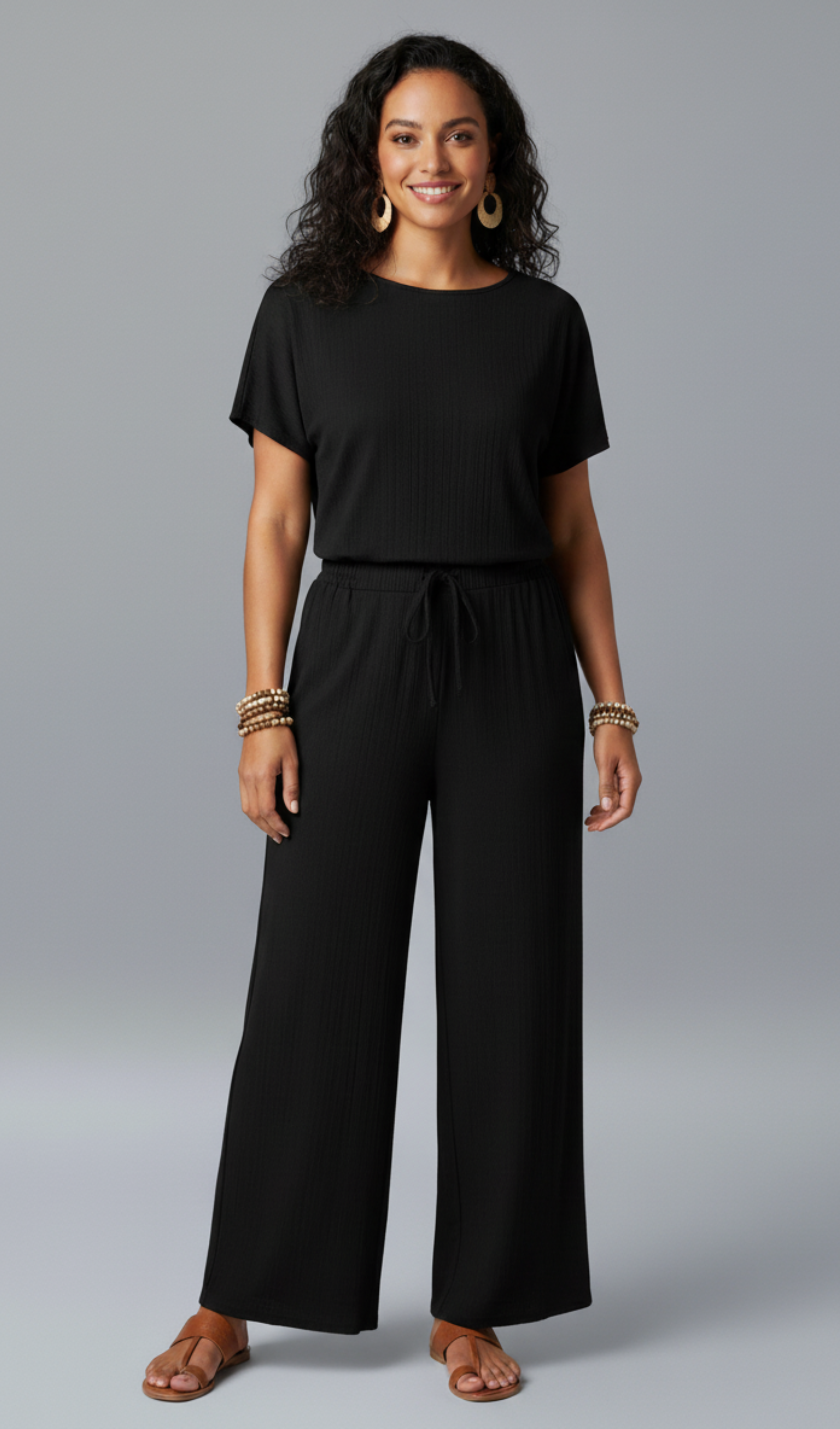 Modern round neck blouse and pants set