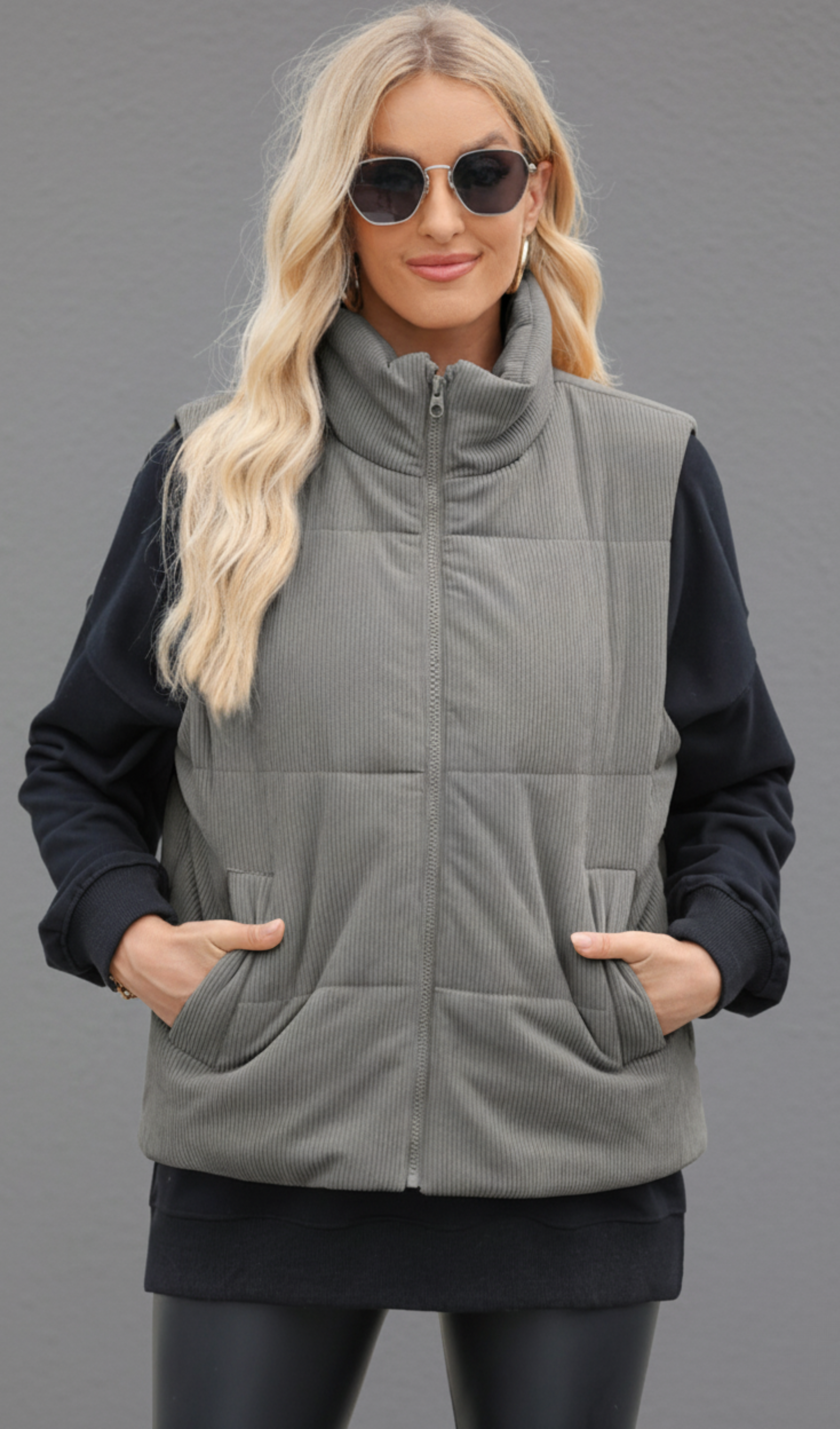 Turtleneck Pocketed Vest