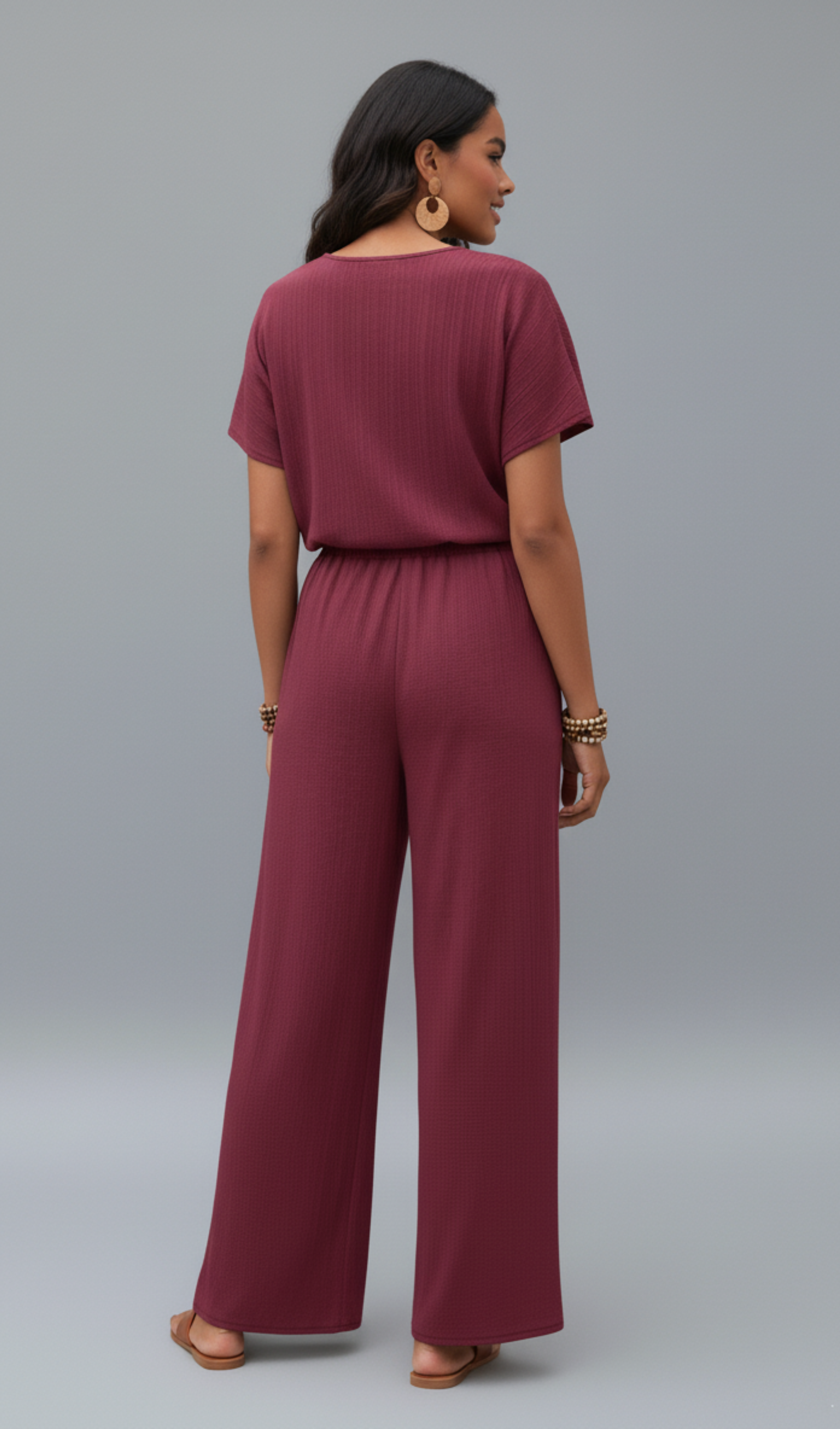 Modern round neck blouse and pants set