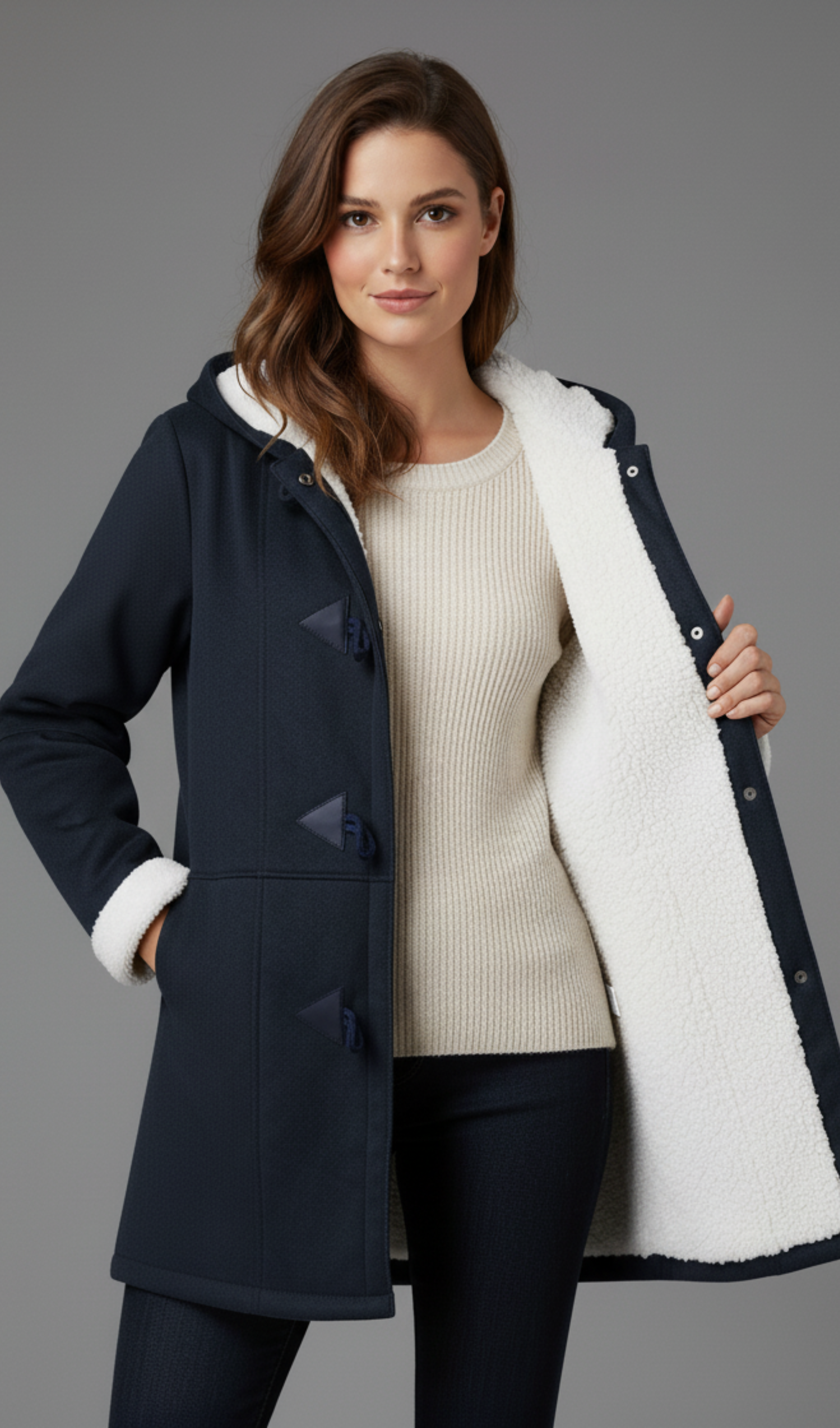 Chic Long Hooded Shearling Coat