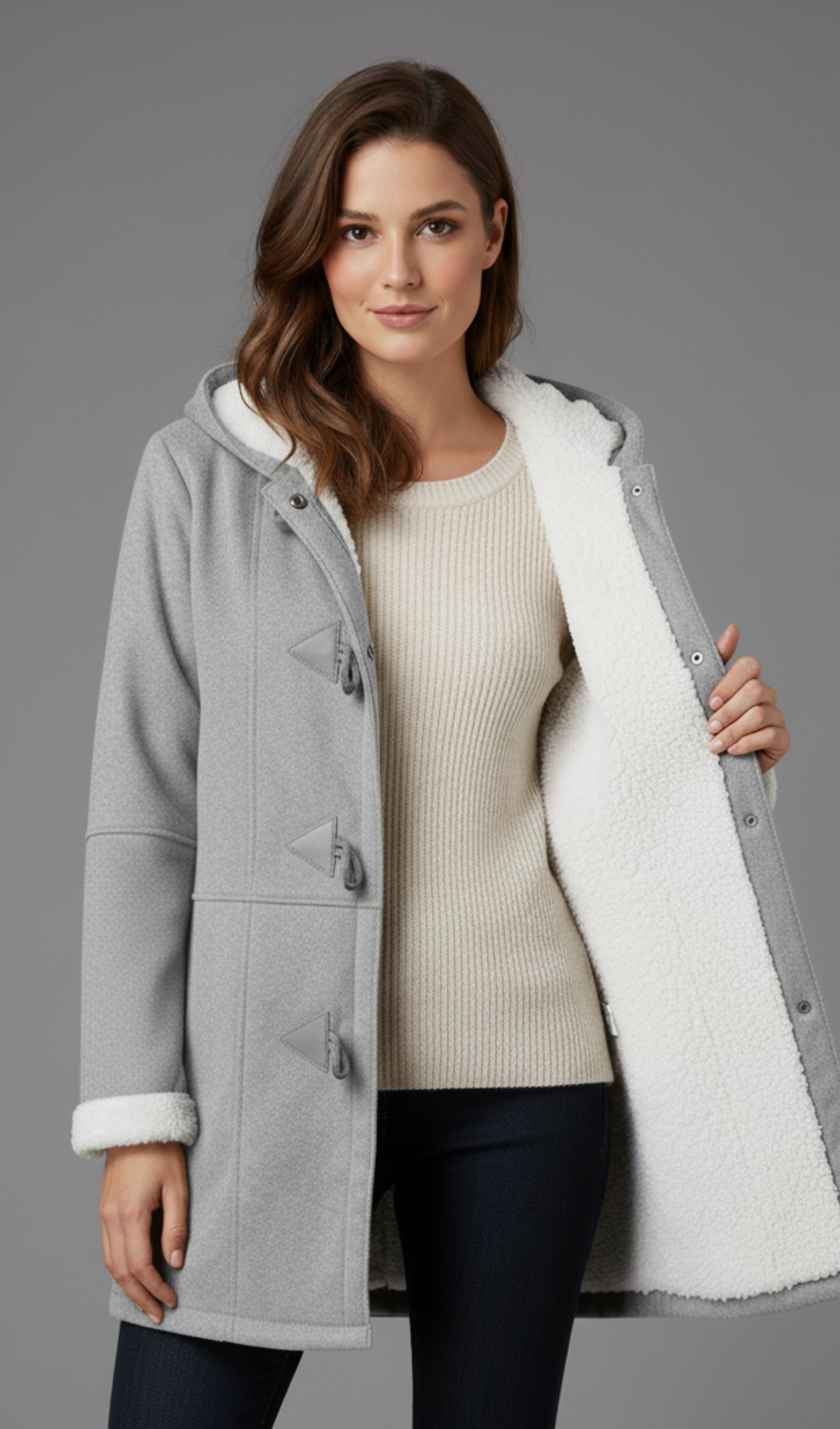 Chic Long Hooded Shearling Coat