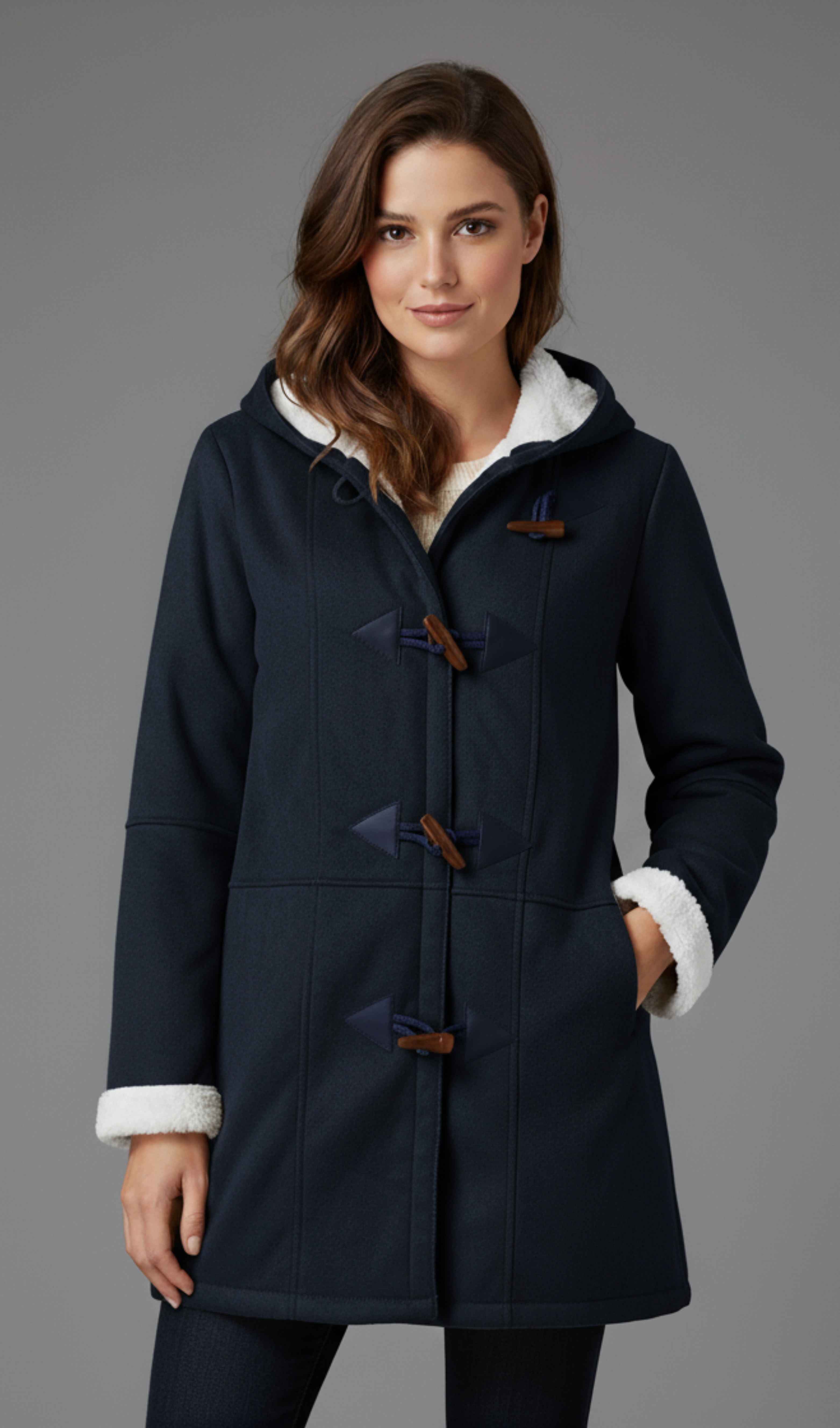 Chic Long Hooded Shearling Coat