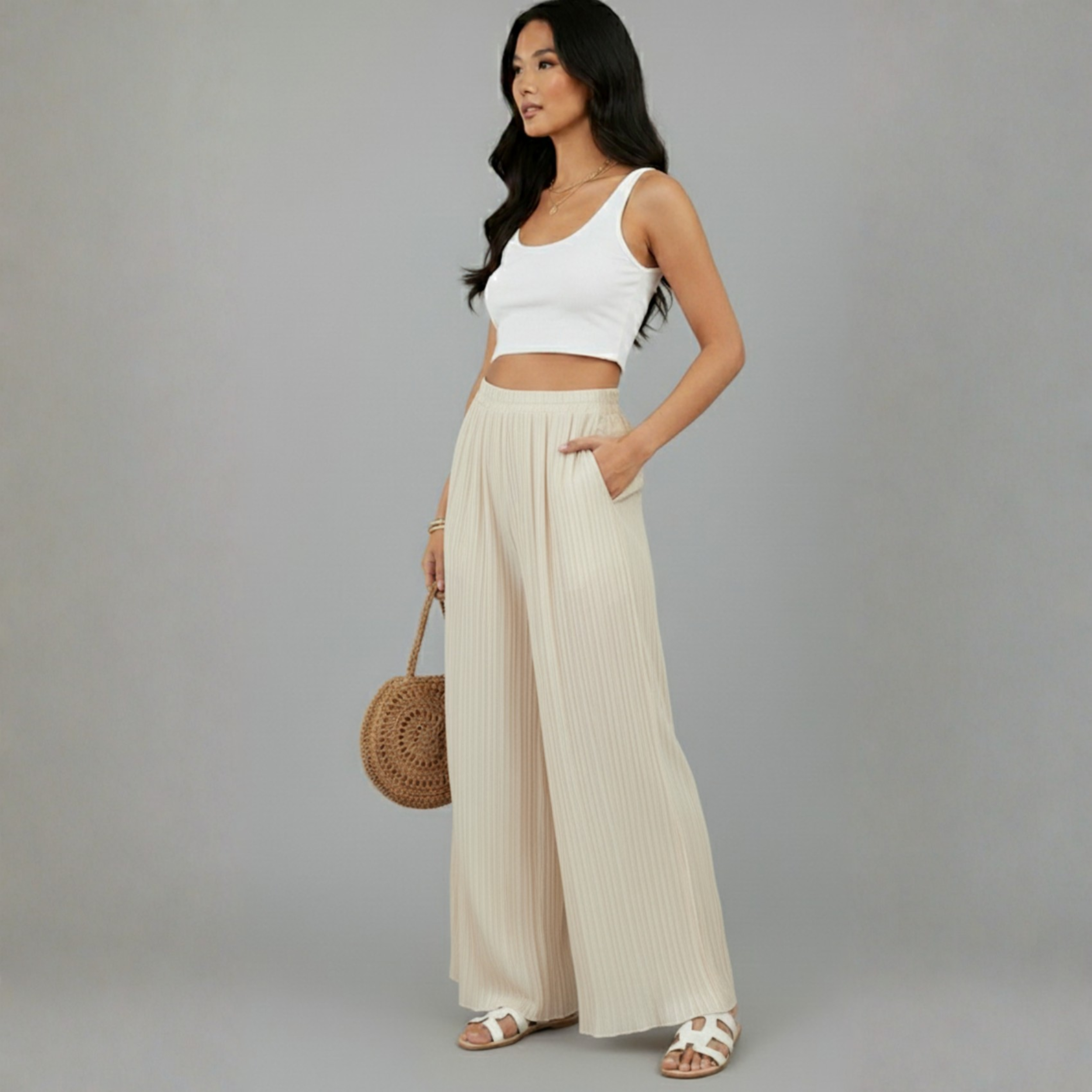 Mesh Wide Leg Pants